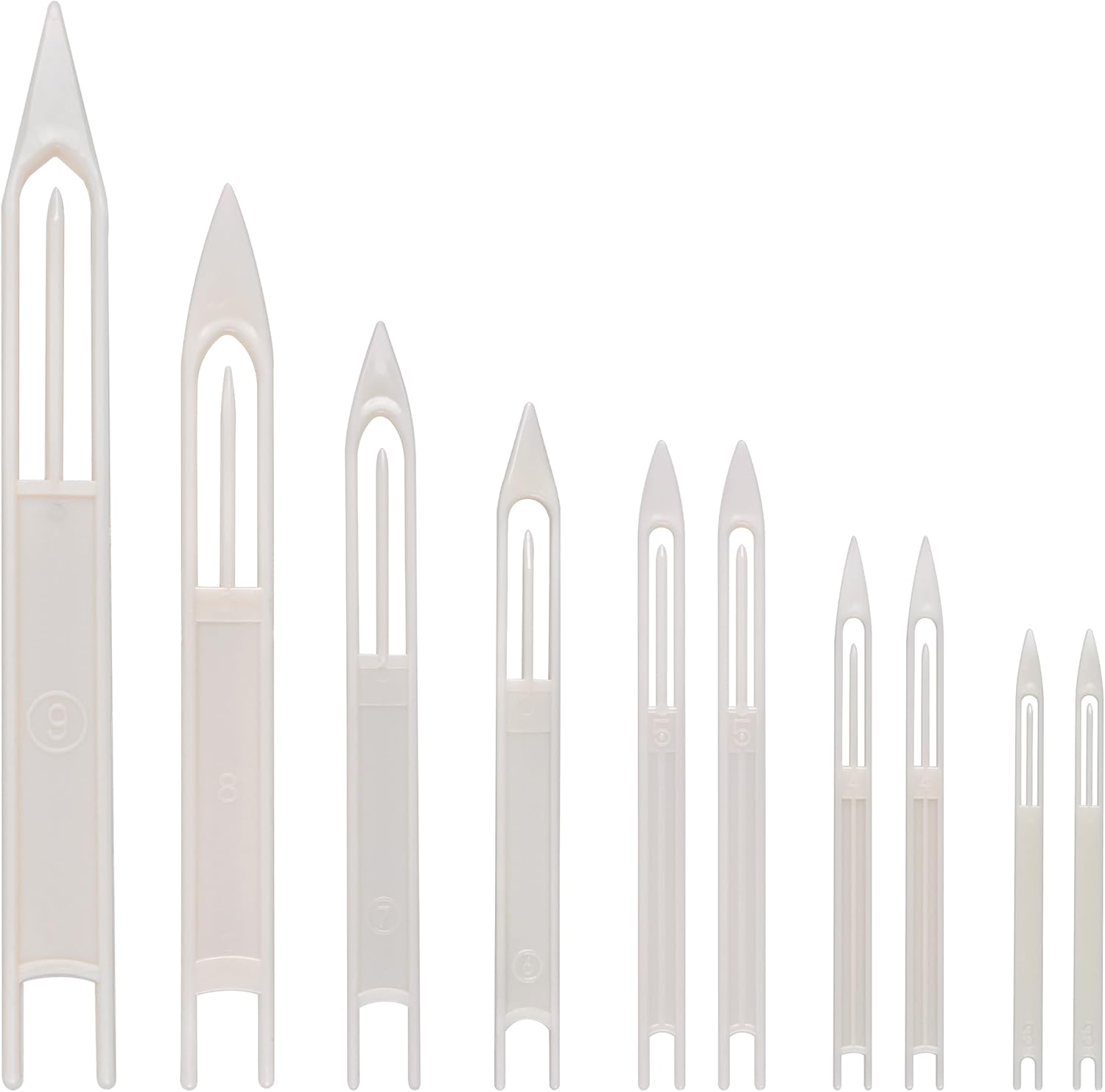 Fishing Netting Needle Shuttles Kit- 10Pcs Plastic Cast Net Mending Needle Fishing Net Repair Tool Size 3 4 5 6 7 8 9