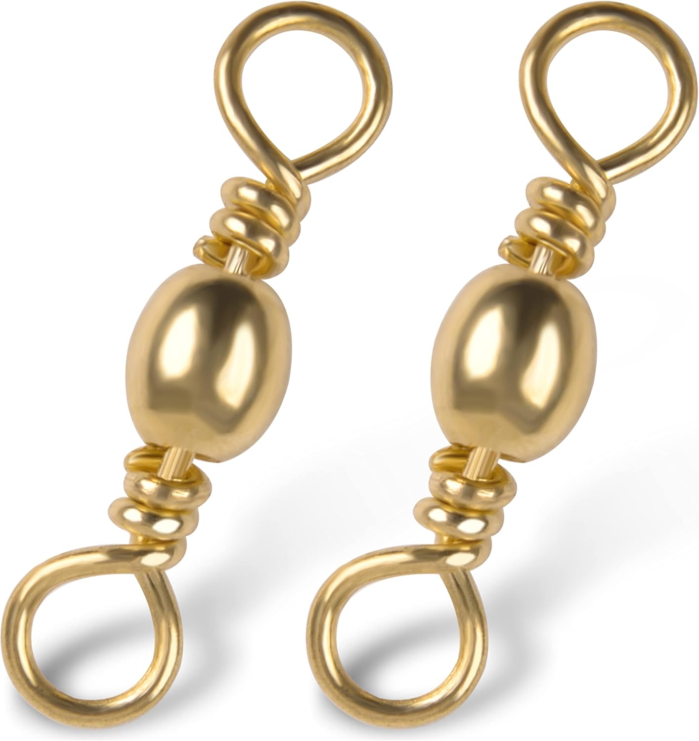 SILANON Barrel Swivels Fishing Tackle,60/120pcs Rolling Ball Fishing Swivels Connector Stainless Brass Solid Rings High Strength Saltwater Fishing Swivels Accessories