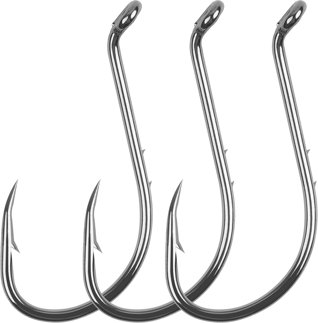 Octopus Fishing Hooks-120pcs Barbed Baitholder High Carbon Steel Offset Circle Octopus Hooks Extra Sharp Jig Fish Hooks for Freshwater Saltwater Size 8-6/0