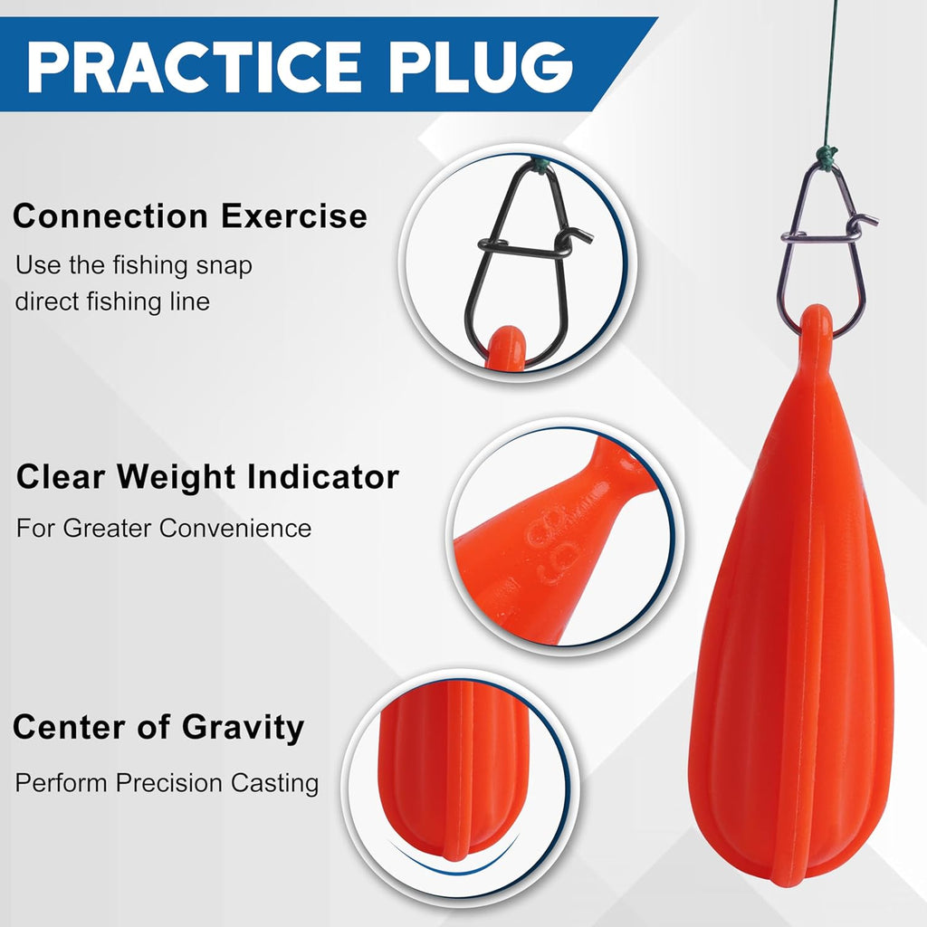 Fishing Practice Plugs, 5pcs Mixed Sizes Bait Casting Practice Plugs Weight Silicon Fishing Practice Casting Plug for Kids Improving Casting Skills