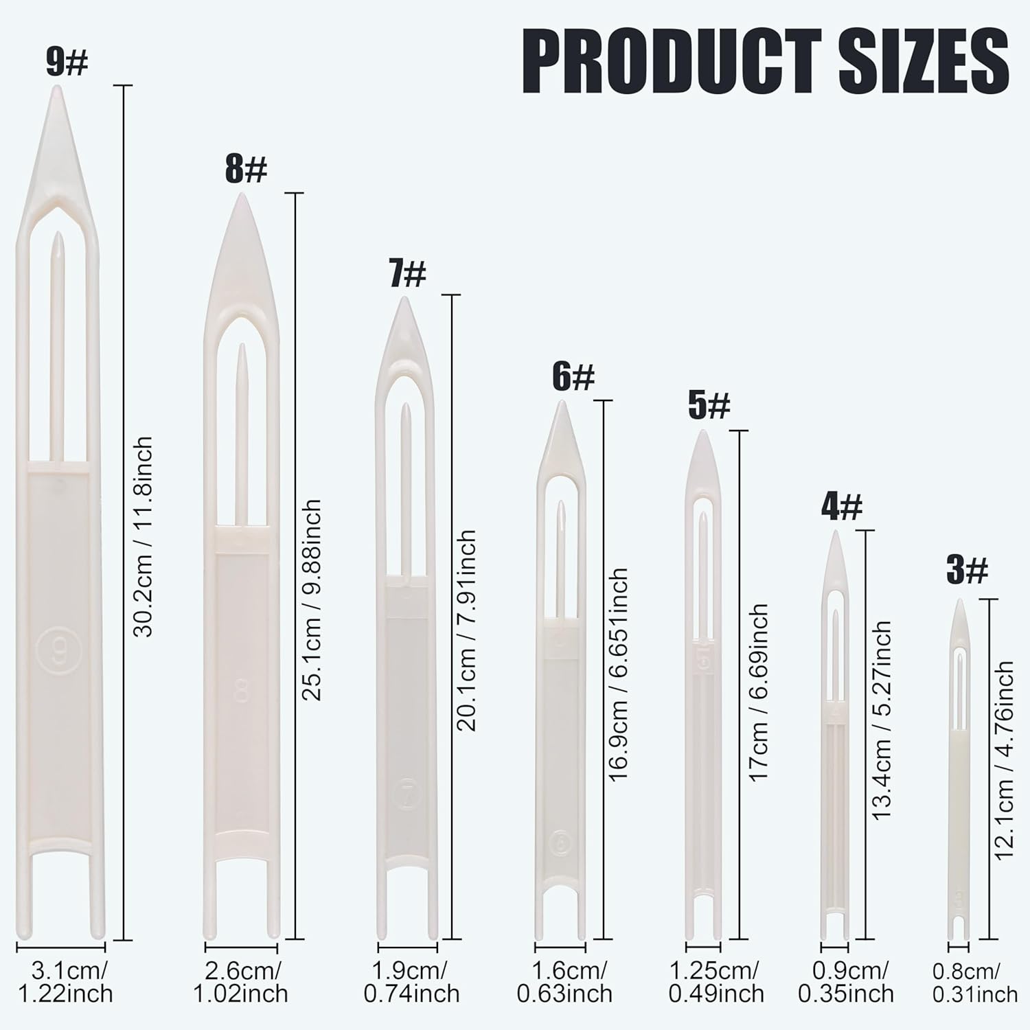 Fishing Netting Needle Shuttles Kit- 10Pcs Plastic Cast Net Mending Needle Fishing Net Repair Tool Size 3 4 5 6 7 8 9