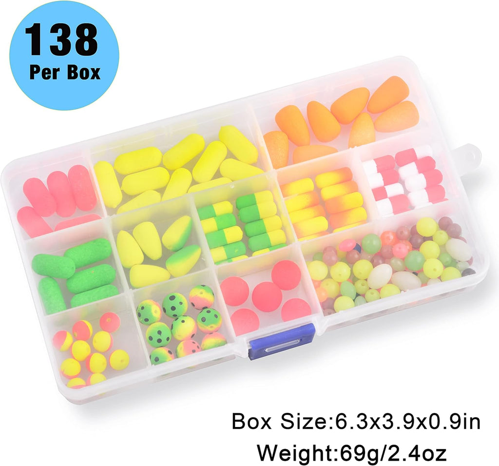 SILANON Pompano Rigs Floats Beads Kit,Foam Snell Fishing Floats Bobbers for Surf Fishing Live Bait Walleye Rig Making Accessories Bullet Cylinder Float for Trout Catfish