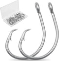 SILANON Circle Hooks Saltwater, 35pcs Stainless Steel Fishing Hooks Wide Gap Tuna Hooks Big Game Short Shank for Bass Catfish Bluegill