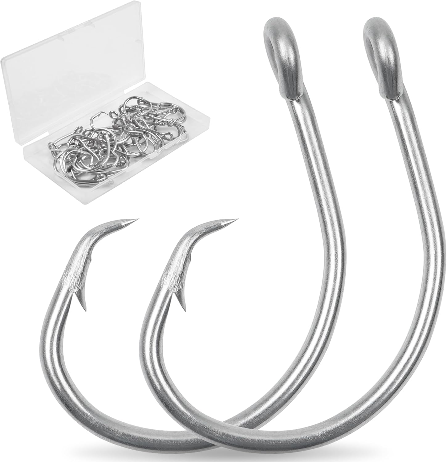 SILANON Circle Hooks Saltwater, 35pcs Stainless Steel Fishing Hooks Wide Gap Tuna Hooks Big Game Short Shank for Bass Catfish Bluegill