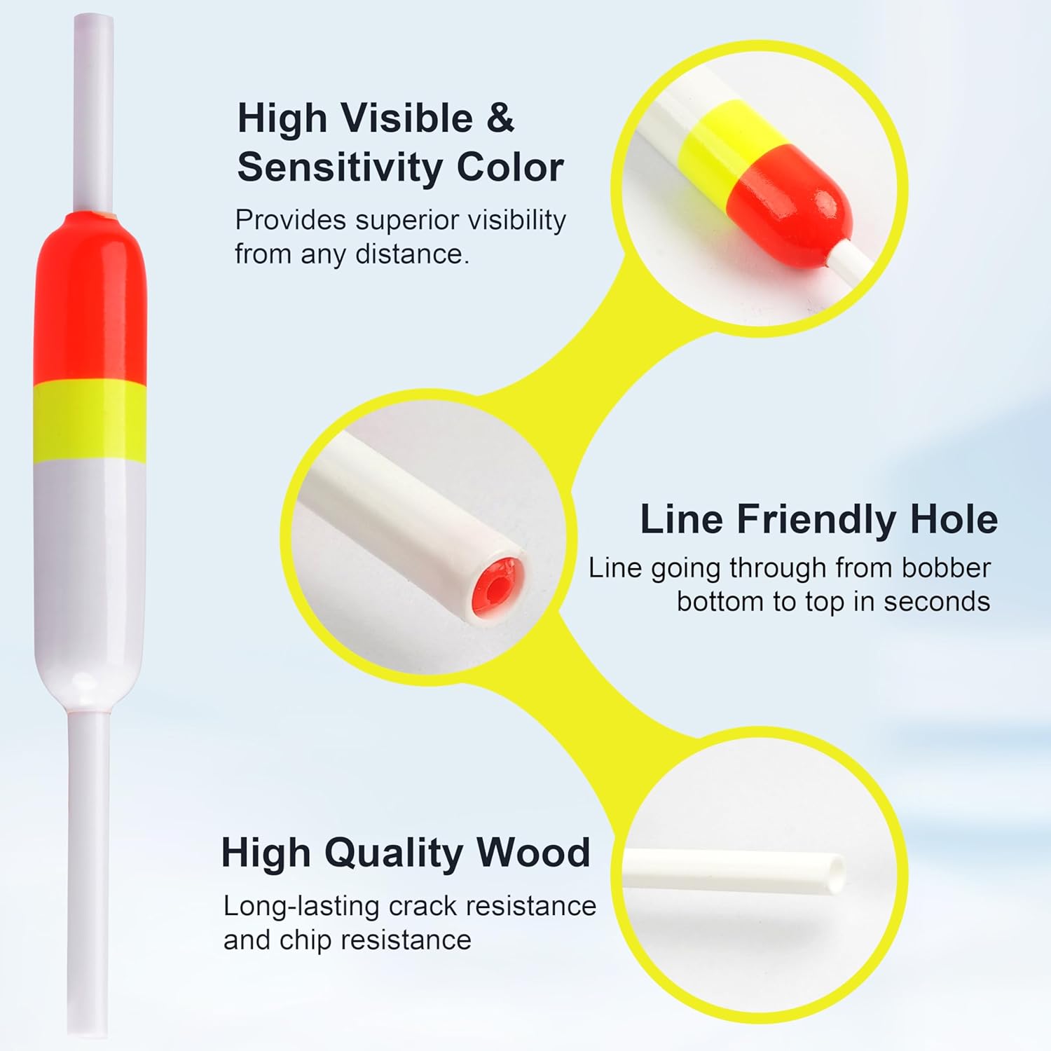 SILANON Fishing Slip Bobbers Kit Fishing Bobbers Floats Balsa Wood Slip Bobbers with Rubber Bobber Stops Slip Float Rig for Crappie Panfish Walleyes Trout Bass Fishing