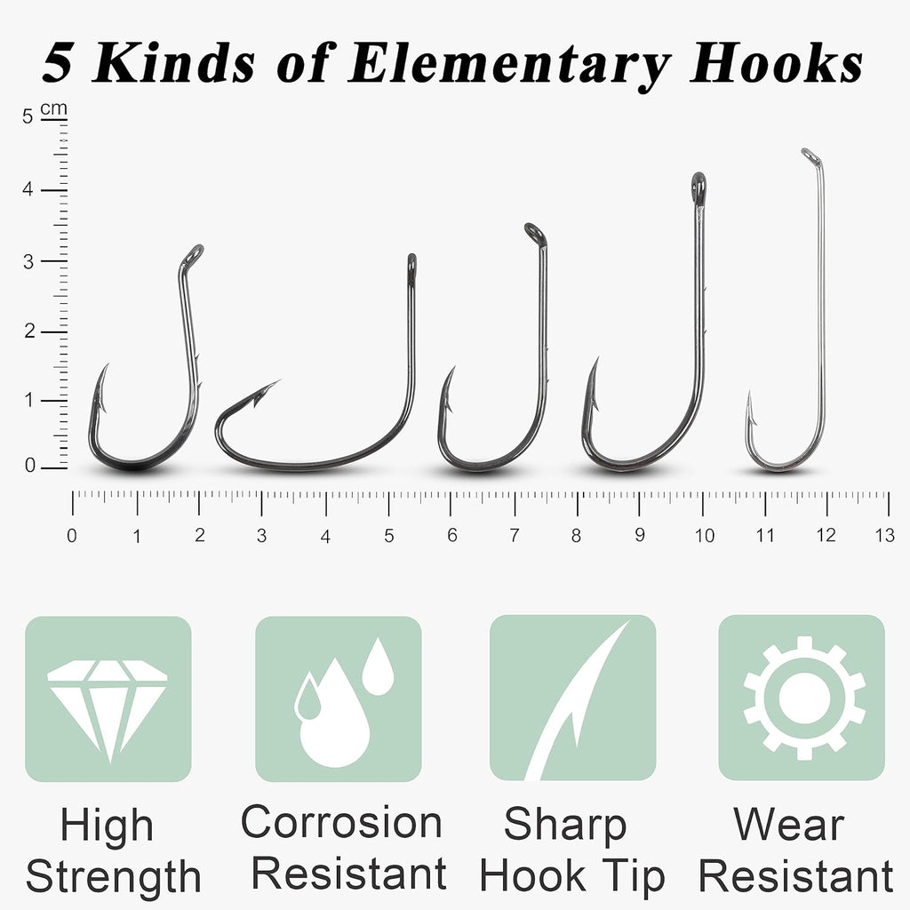 Fishing Hooks Bobbers Tackle Kit, 250pcs Basic Fishing Tackle Box Included Octopus Circle Hooks Baitholder Hooks Fishing Bobbers Weights Starter Kit for Panfish Catfish Freshwater Fishing