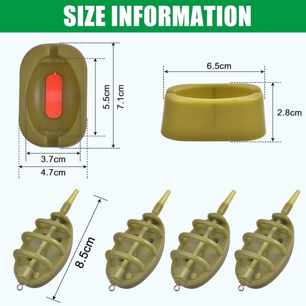 Carp Fishing Method Feeder Set 4 Inline Method Feeders with 1 Quick Release Carp Fishing Equipment Tackle for Baits Holder Tool