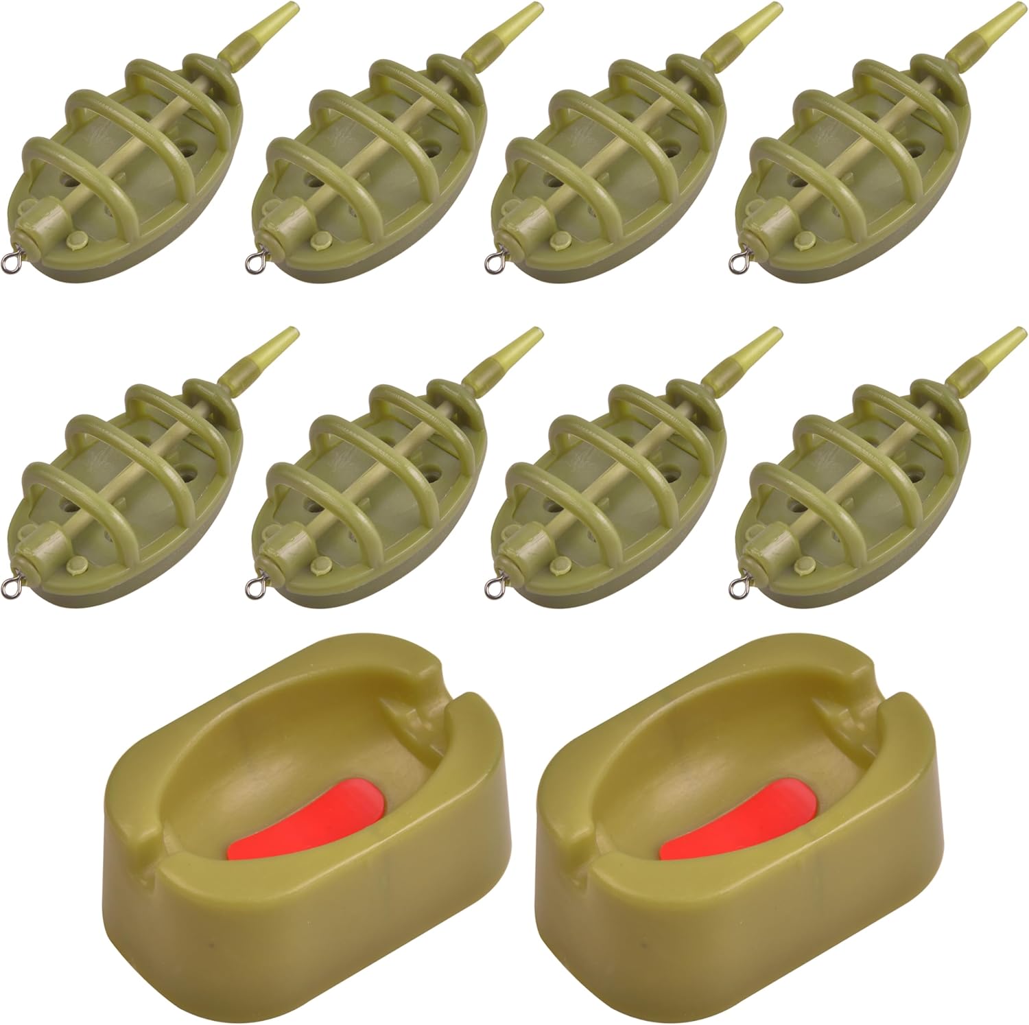 Carp Fishing Method Feeder Set 4 Inline Method Feeders with 1 Quick Release Carp Fishing Equipment Tackle for Baits Holder Tool