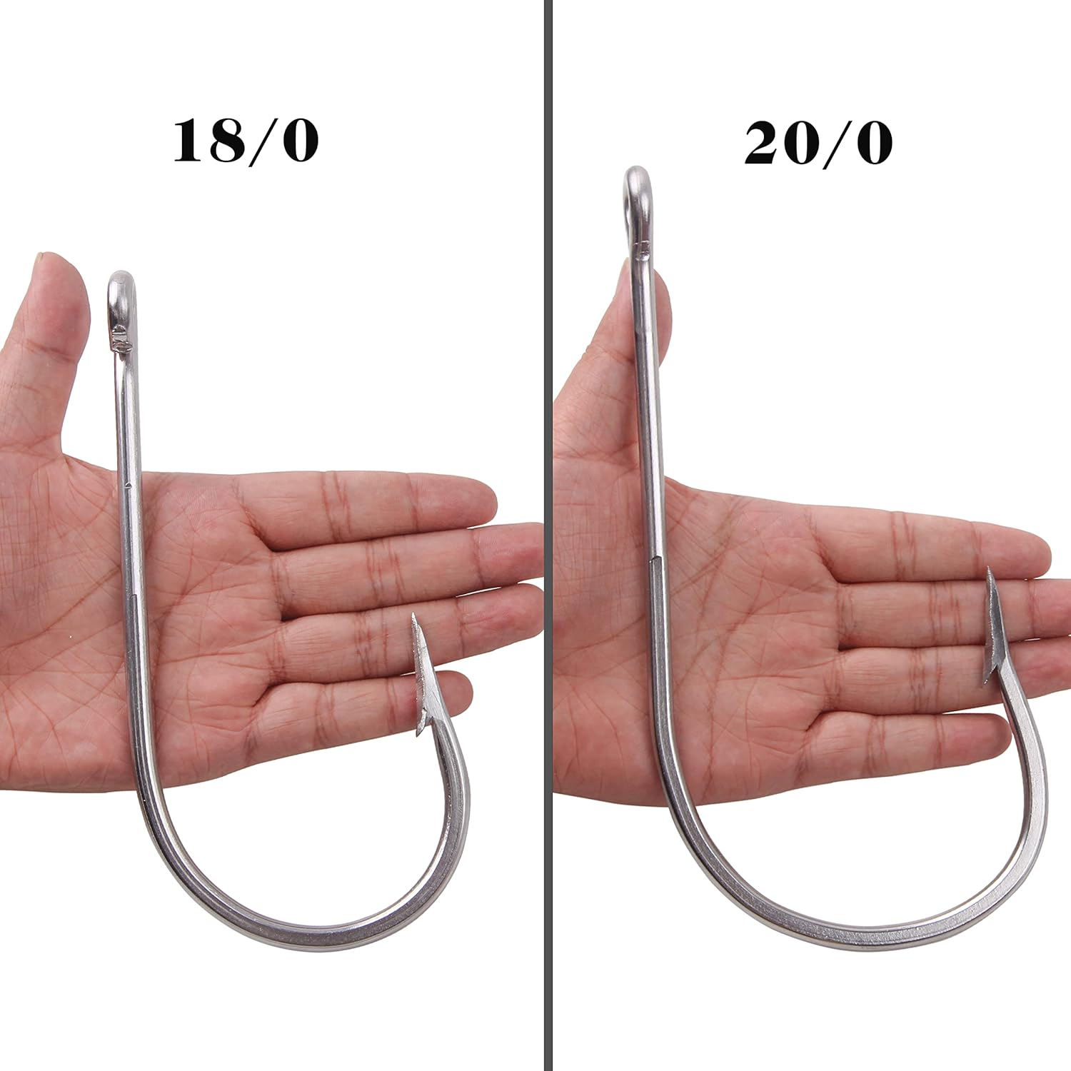 Saltwater Large Giant Shark Alligator Fishing Hooks Big Game Stainless Steel J Fishing Hooks Extra Strong Large Fish Hooks for Tuna Swordfish Catfish Size 5/0-20/0