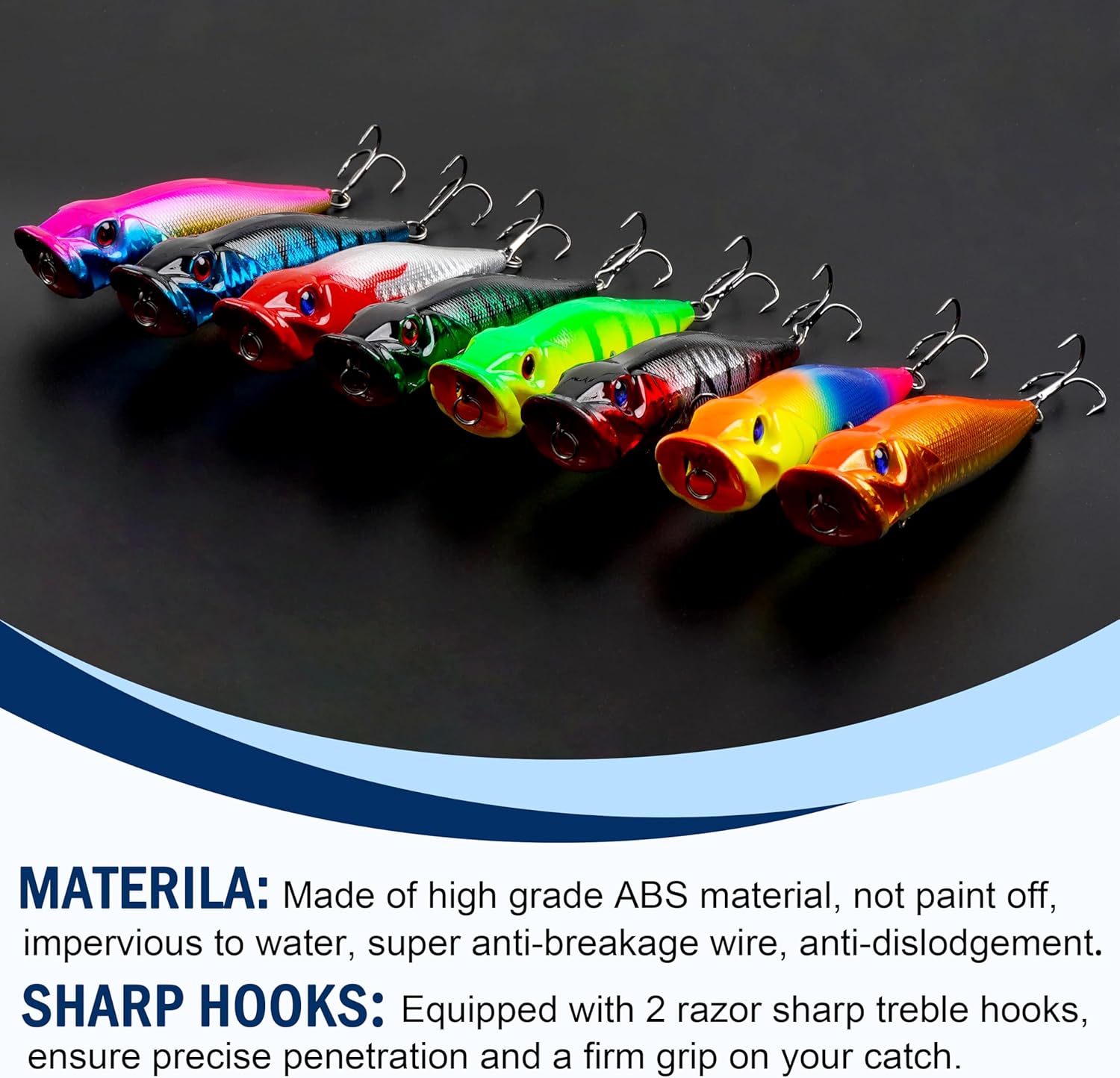 Popper Fishing Lures Kit,8pcs Saltwater Popper Lures Hard Baits Bass Fishing Lures Floating Lures Pencil Poppers Swimbaits for Bass Trout Walleye Freshwater Saltwater