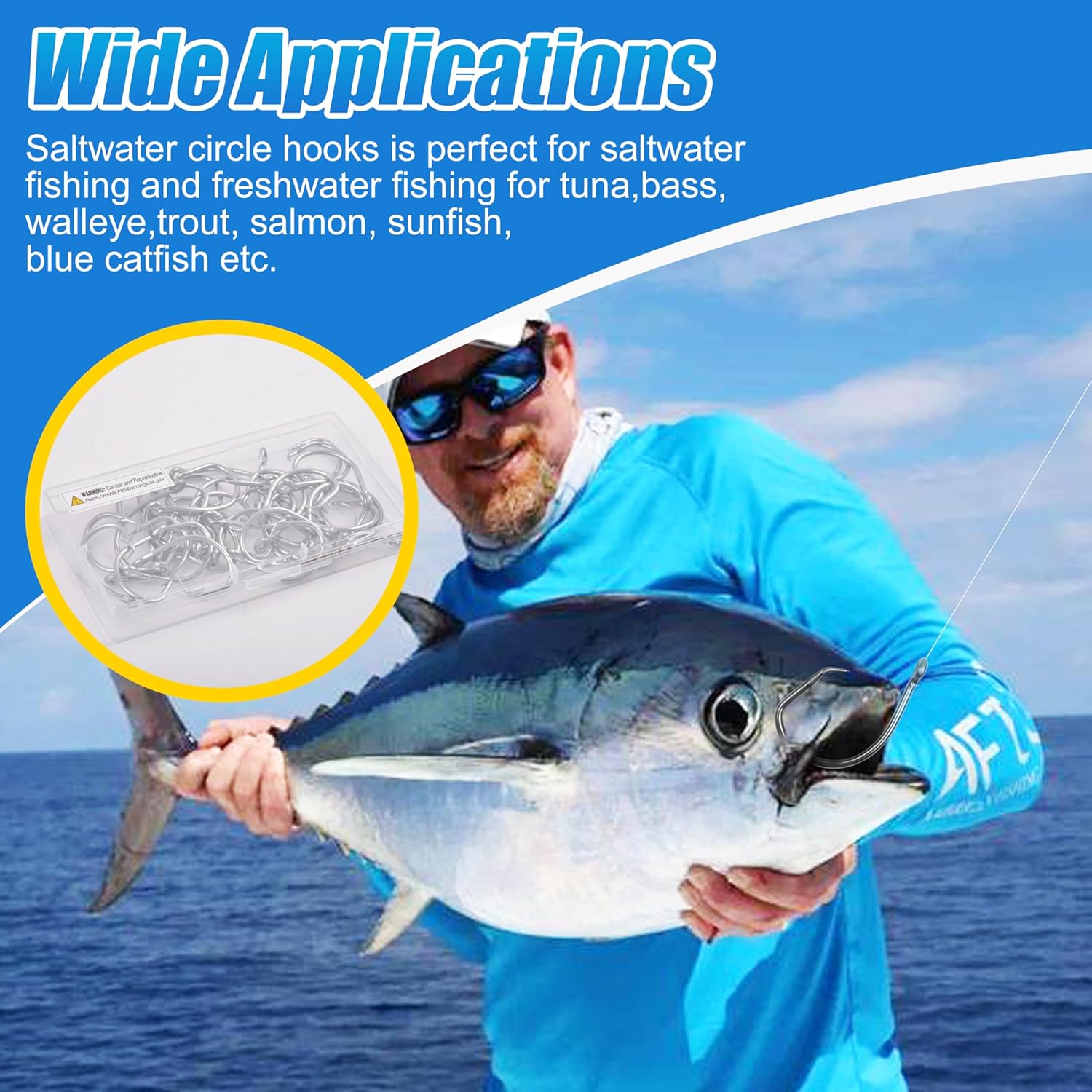 SILANON Circle Hooks Saltwater, 35pcs Stainless Steel Fishing Hooks Wide Gap Tuna Hooks Big Game Short Shank for Bass Catfish Bluegill