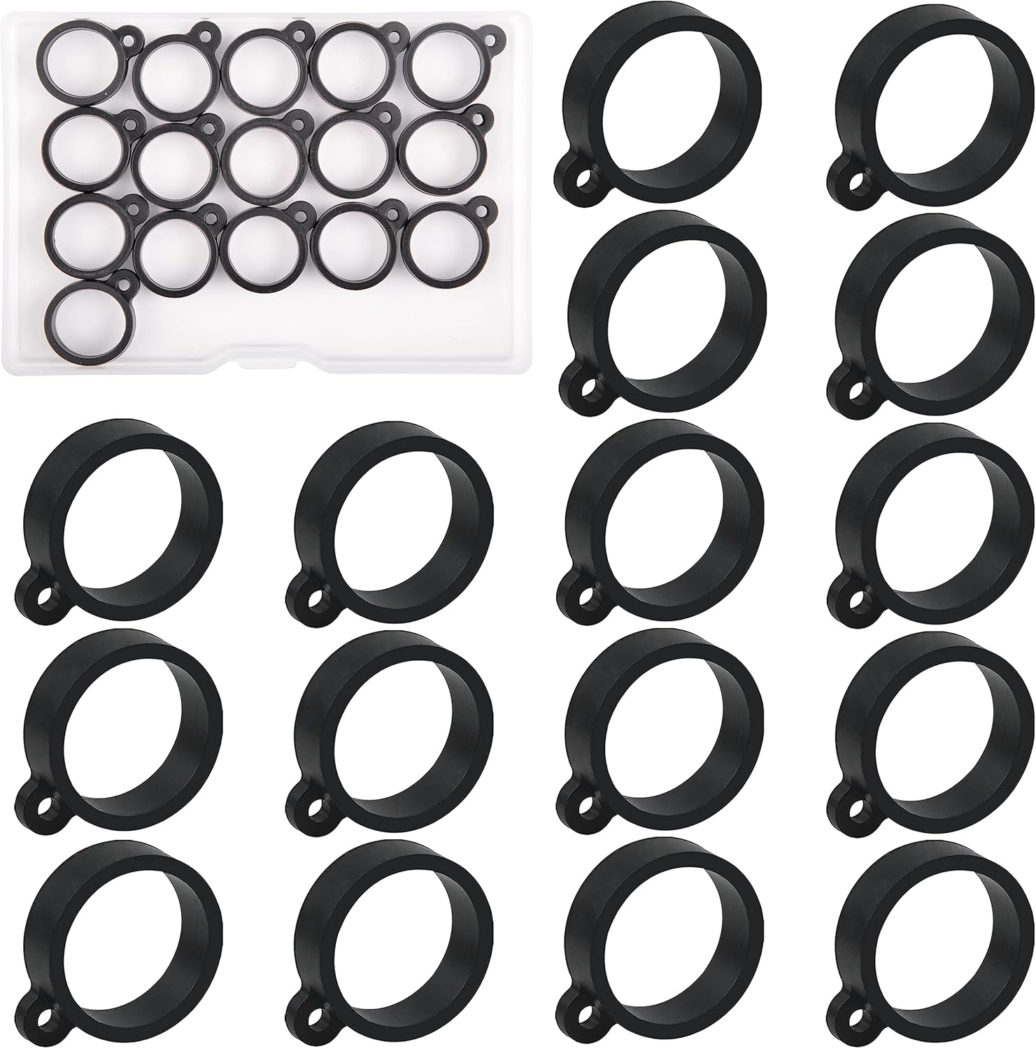 Fishing Rod Hook Keeper Kit, 16pcs Fishing Lure Bait Holder Fishing Pole Hook Keeper Holder Elastic Rubber Rings for Worm and Treble Hook Fishing Tackle Tool 2 Sizes