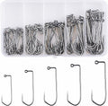 SILANON 90 Degree Aberdeen Jig Hooks Kit, 125pcs High Carbon Steel Fishing Hooks (1/0-5/0) for Saltwater & Freshwater