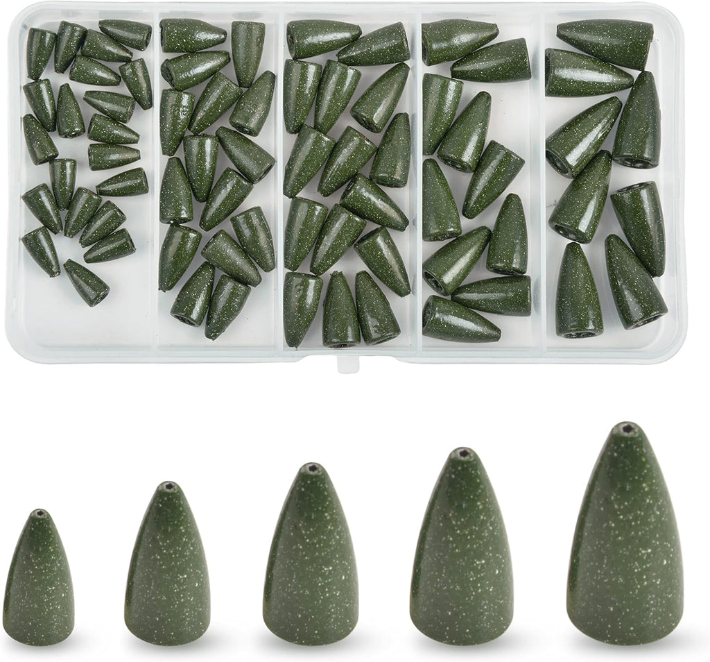 Bullet Fishing Weights Sinkers Kit, 68pcs Painted Worm Weights Fishing Sinkers Texas Rig Weights Slip Sinkers Assorted Set for Bass Fishing Saltwater Freshwater