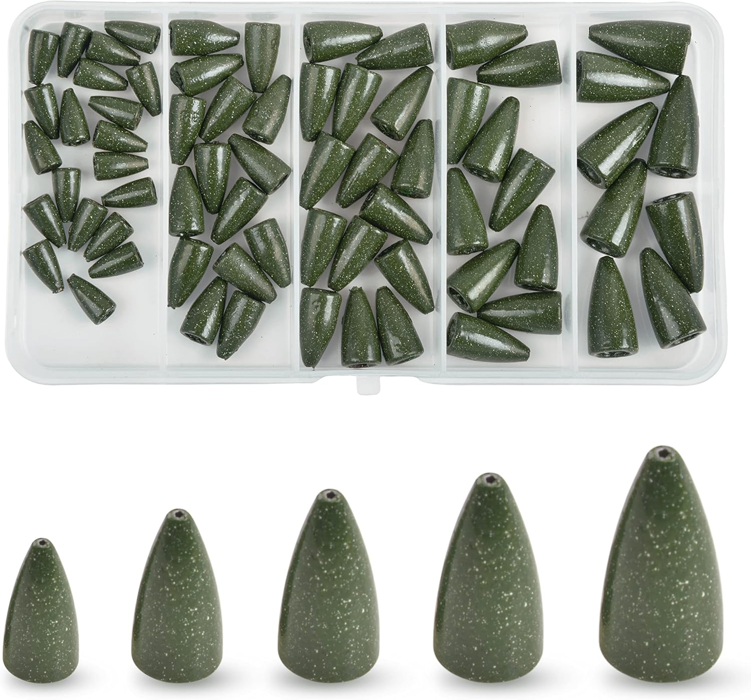 Bullet Fishing Weights Sinkers Kit, 68pcs Painted Worm Weights Fishing Sinkers Texas Rig Weights Slip Sinkers Assorted Set for Bass Fishing Saltwater Freshwater