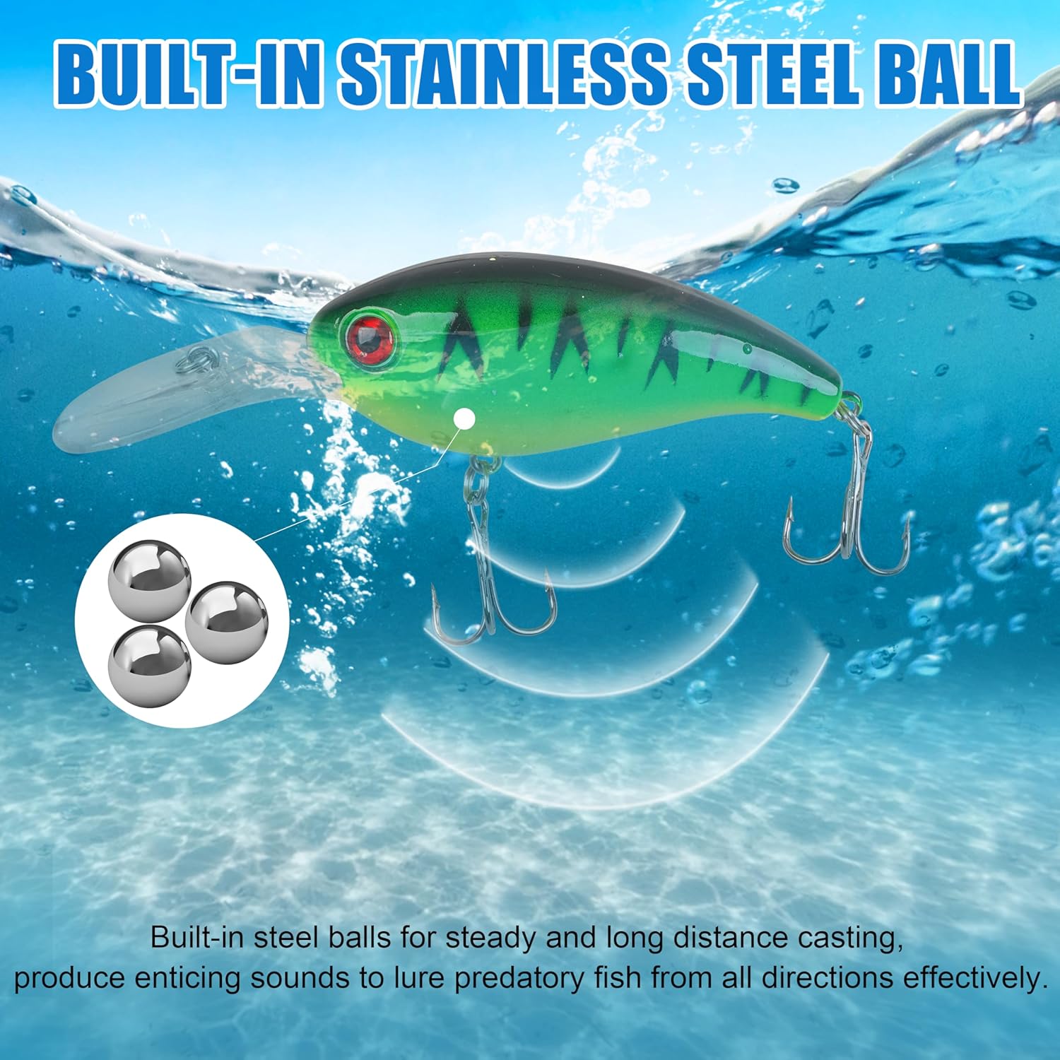 Crankbait Fishing Lures Kit,8pcs Deep Diving Crankbait Swimbait Bass Fishing Lures Hard Baits Minnow Crank Bait Lures for Bass Trout Salmon Freshwater Saltwater