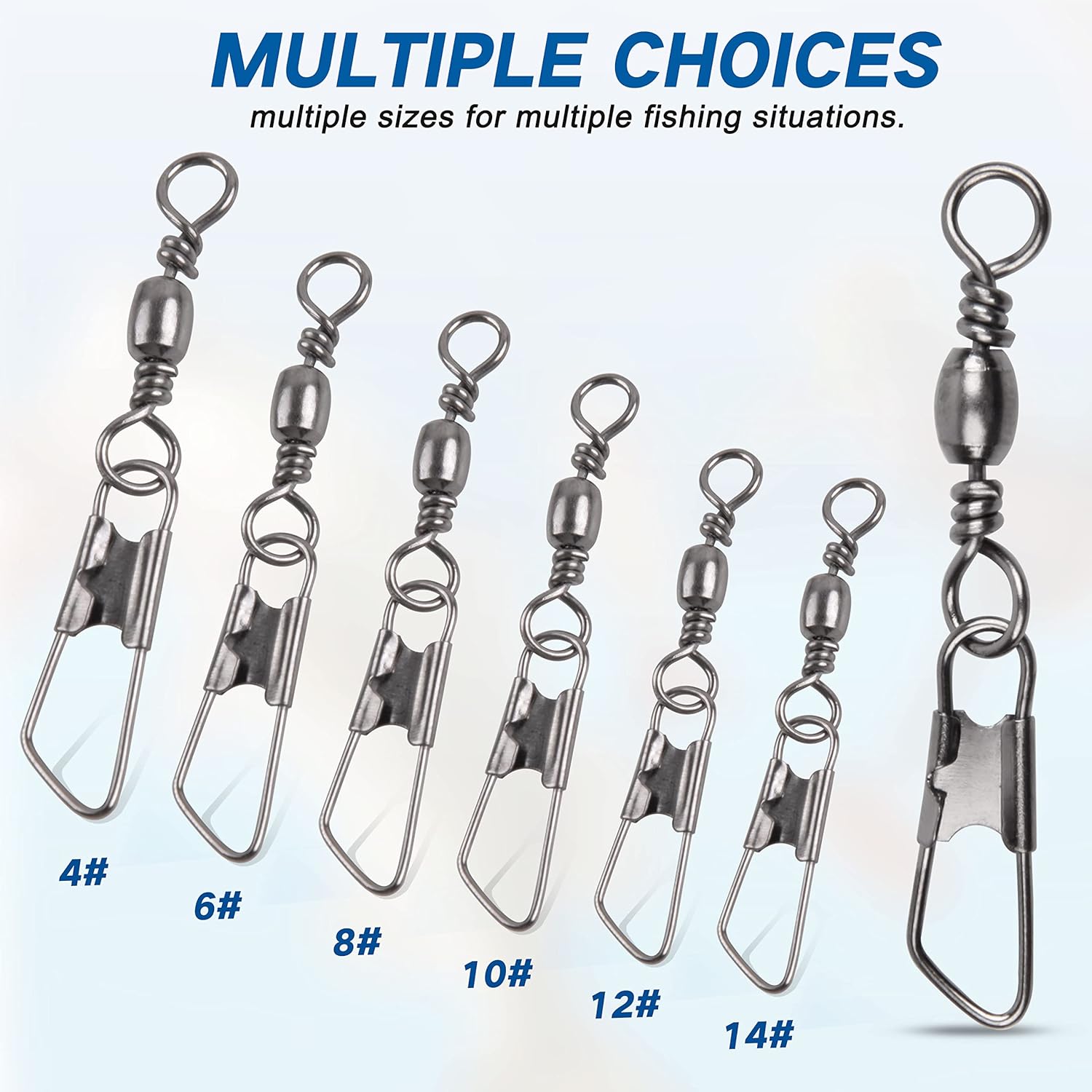 SILANON Barrel Fishing Swivel with Safety Snap -120pcs High Strength Barrel Snaps Swivel Fishing Tackle Line Connector Solid Rings(Black/Gold)