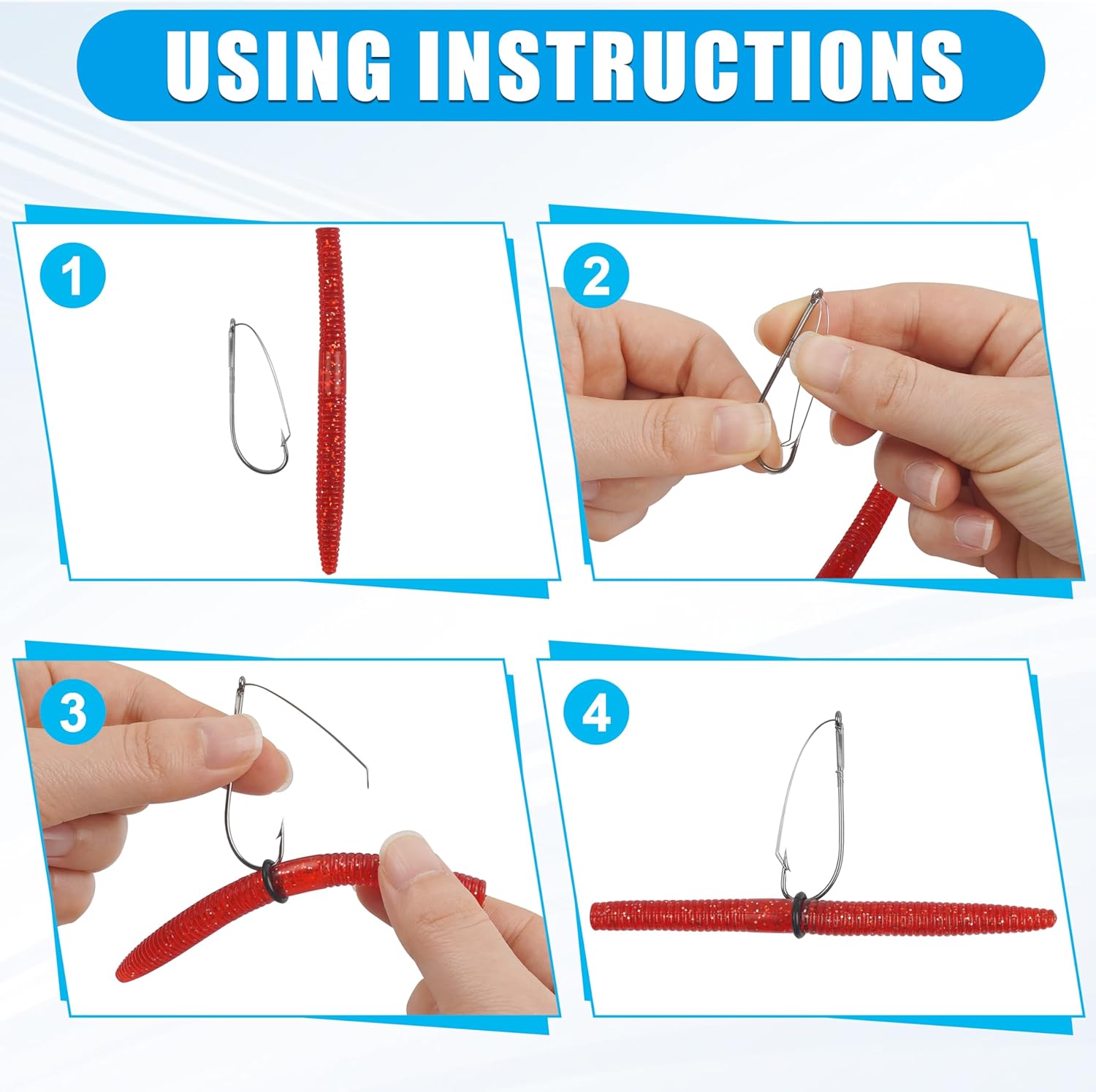 Weedless Wacky Rig Hooks, 35pcs Wacky Worm Hooks Weedless Fishing Hooks Texas Neko Rig Fishhook for Bass Wacky Rigging Worm Lure Bait Freshwater Saltwater