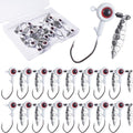 Crappie Jig Heads Kit, 16pcs Underspin Jig Heads with Spinner Blade 3D Eyes Fishing Jig Heads Hooks for Crappie Bass Trout Walleye Fishing 1/16oz 1/8oz 3/16oz