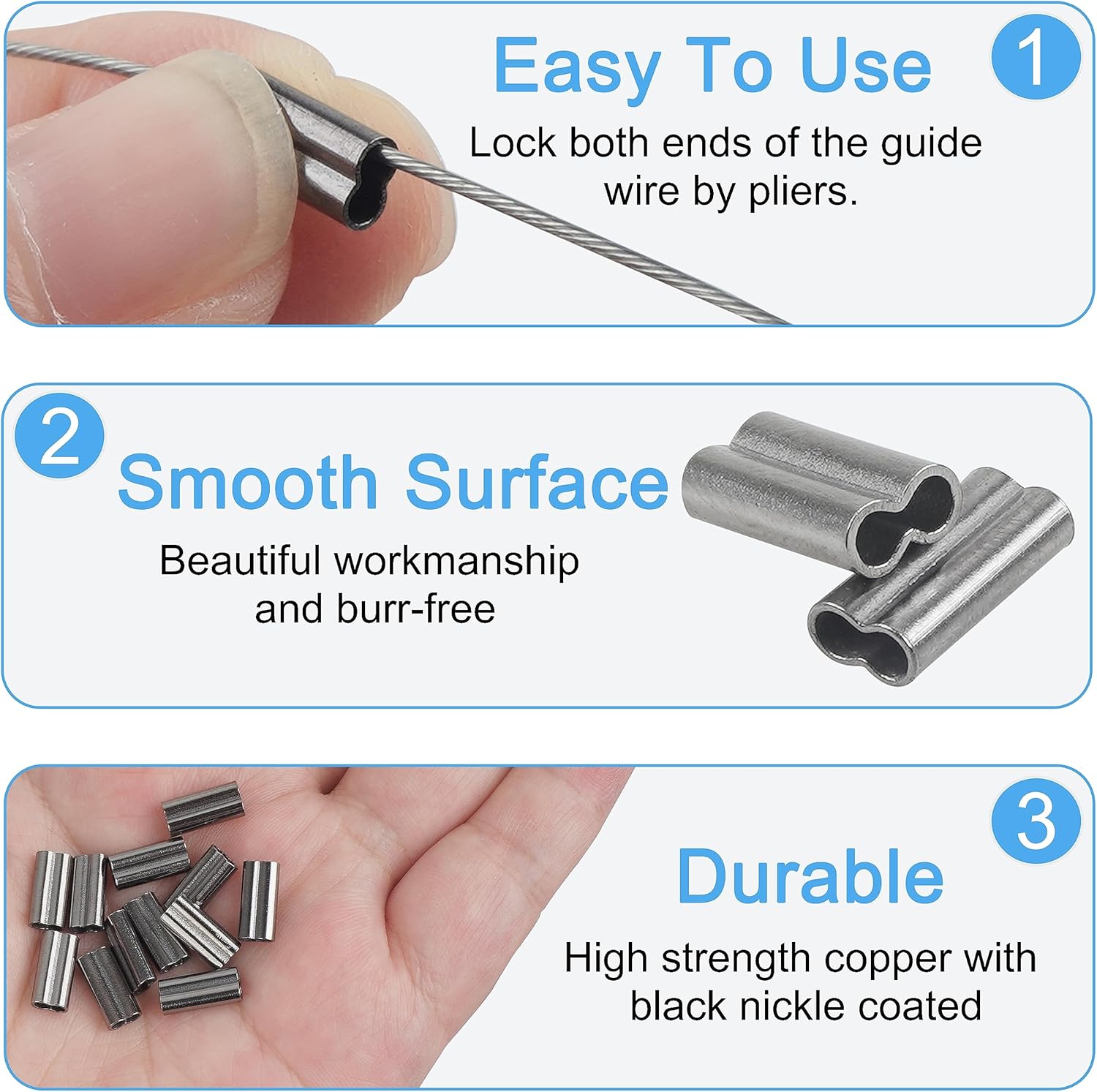 SILANON Fishing Crimp Sleeves Kit, 400pcs Double Barrel Crimp Sleeves Copper Brass Crimping Loop Sleeves Fishing Line Crimps Tube Connectors Wire Leader Rigging Tackle Set