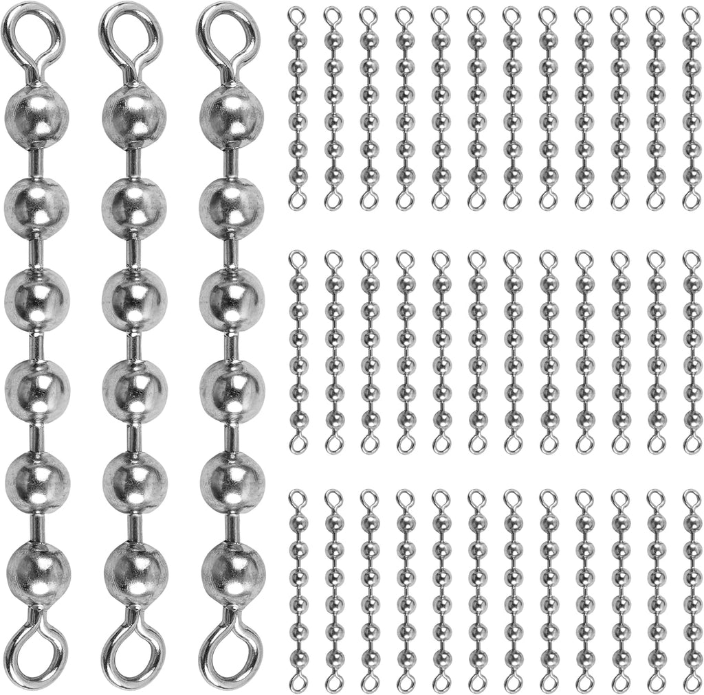SILANON Fishing Beads Chain Swivels, Stainless Steel Catfish Swivel Catfish Tackle High Speed Fishing Balls Chain Swivels Catfish Rig Fishing Tackle Gear for Saltwater Freshwater