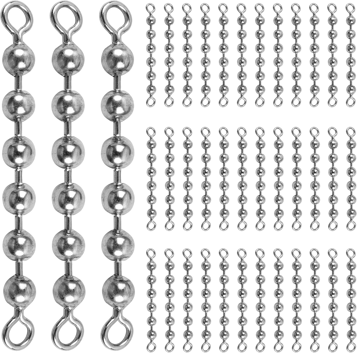 SILANON Fishing Beads Chain Swivels, Stainless Steel Catfish Swivel Catfish Tackle High Speed Fishing Balls Chain Swivels Catfish Rig Fishing Tackle Gear for Saltwater Freshwater