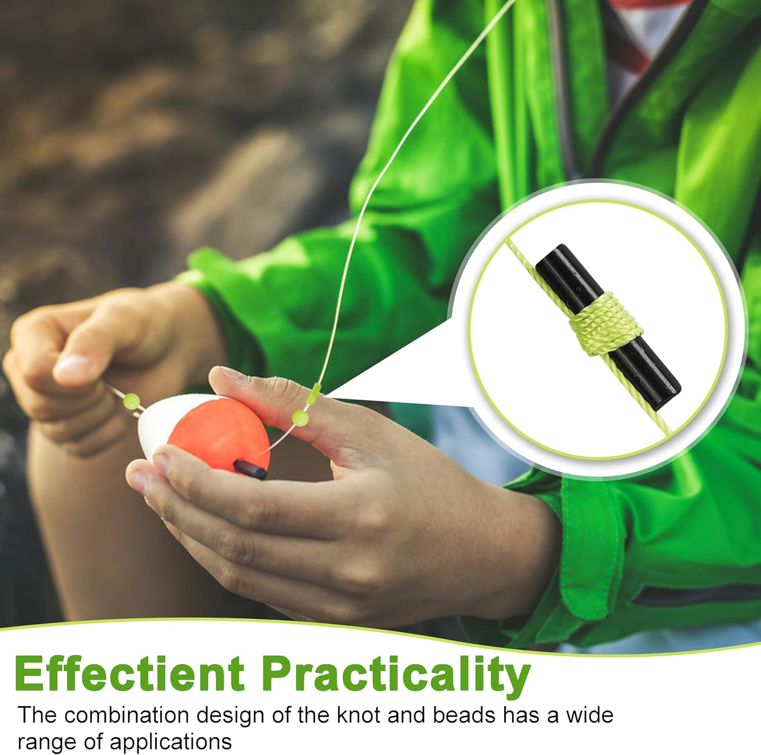 SILANON Bobber Stops for Fishing Floats,100/200pcs Slip Bobber Stops with Plastic Beads Bobber Stoppers for Fishing Line Float Bobber Stops String Knots Freshwater Saltwater