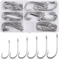 Saltwater Fishing J Hooks Kit,110pcs 34007 O'shaughnessy Forged Hooks Long Shank Stainless Steel J Fishing Hooks Set Trolling Sea Bass Fishhooks for Saltwater Freshwater