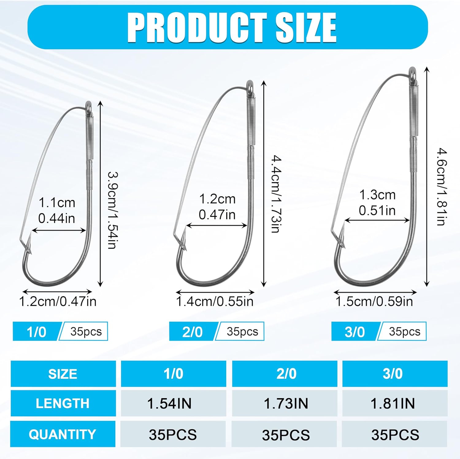 Weedless Wacky Rig Hooks, 35pcs Wacky Worm Hooks Weedless Fishing Hooks Texas Neko Rig Fishhook for Bass Wacky Rigging Worm Lure Bait Freshwater Saltwater