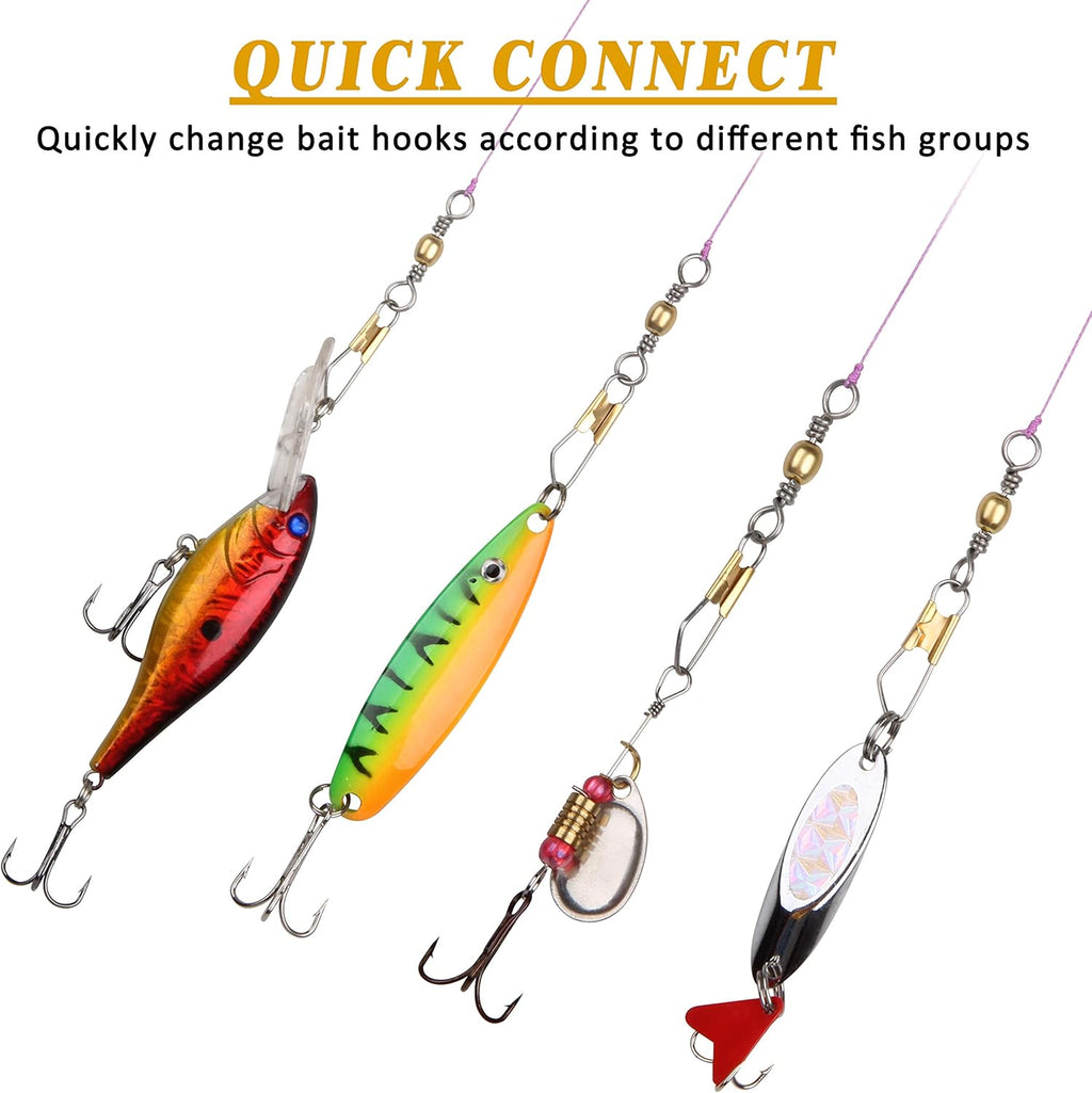 SILANON Fishing Barrel Swivel with Safety Snap,145/160pcs High Strength Fishing Snap Swivels Stainless Steel Line Connector Saltwater Fishing Tackle Accessories