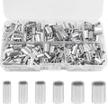 SILANON Fishing Aluminum Crimp Sleeves Kit, 500pcs Single Barrel Crimp Sleeves Oval Crimping Loop Sleeve Assortment Fishing Line Tube Connector Wire Leader Rigging Tackle for Wire Rope Cable