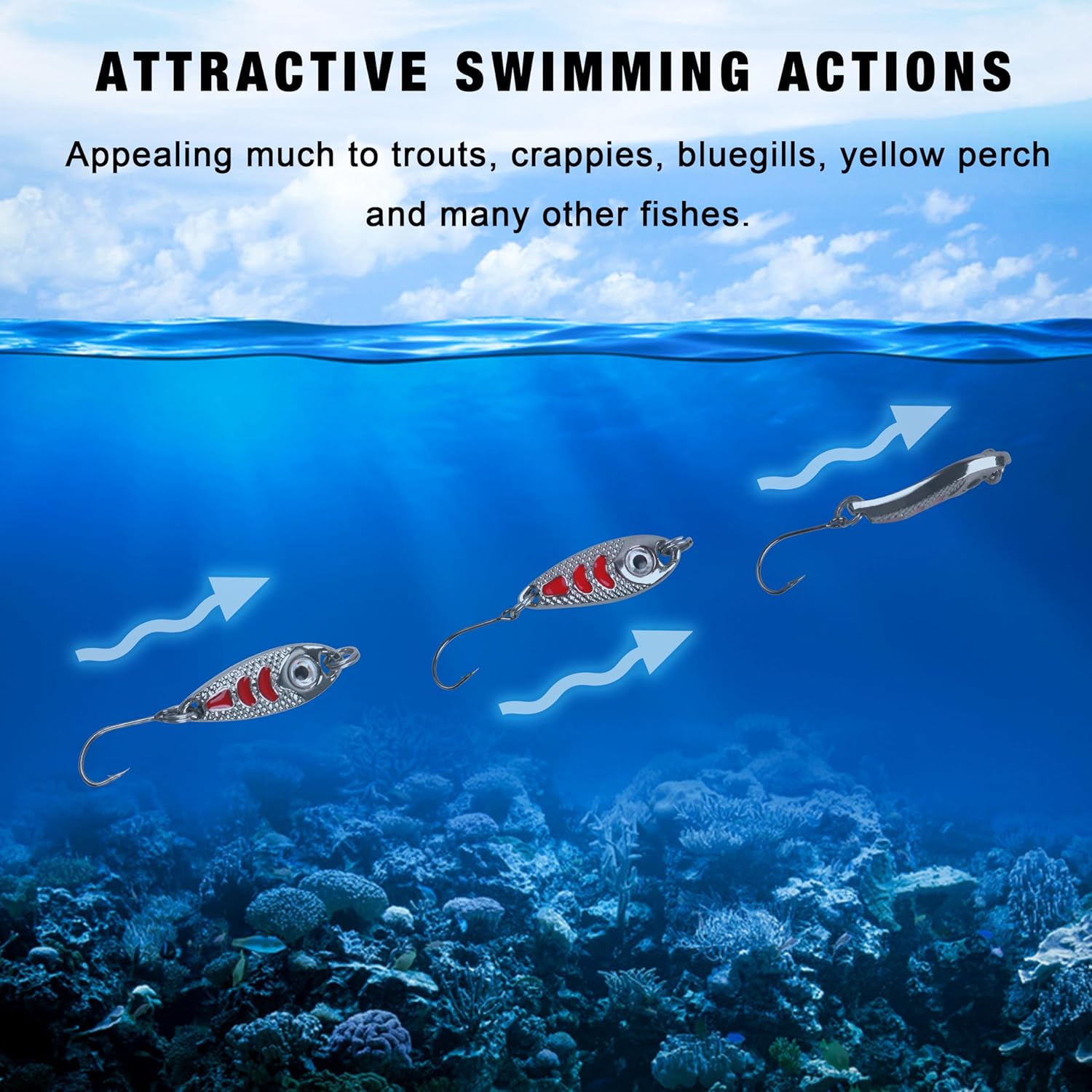 Trout Fishing Spoon Lure Set Single Hook Trout Lures Hard Metal Baits Mini Fishing Jig Spoon Lures for Perch Char Crappie