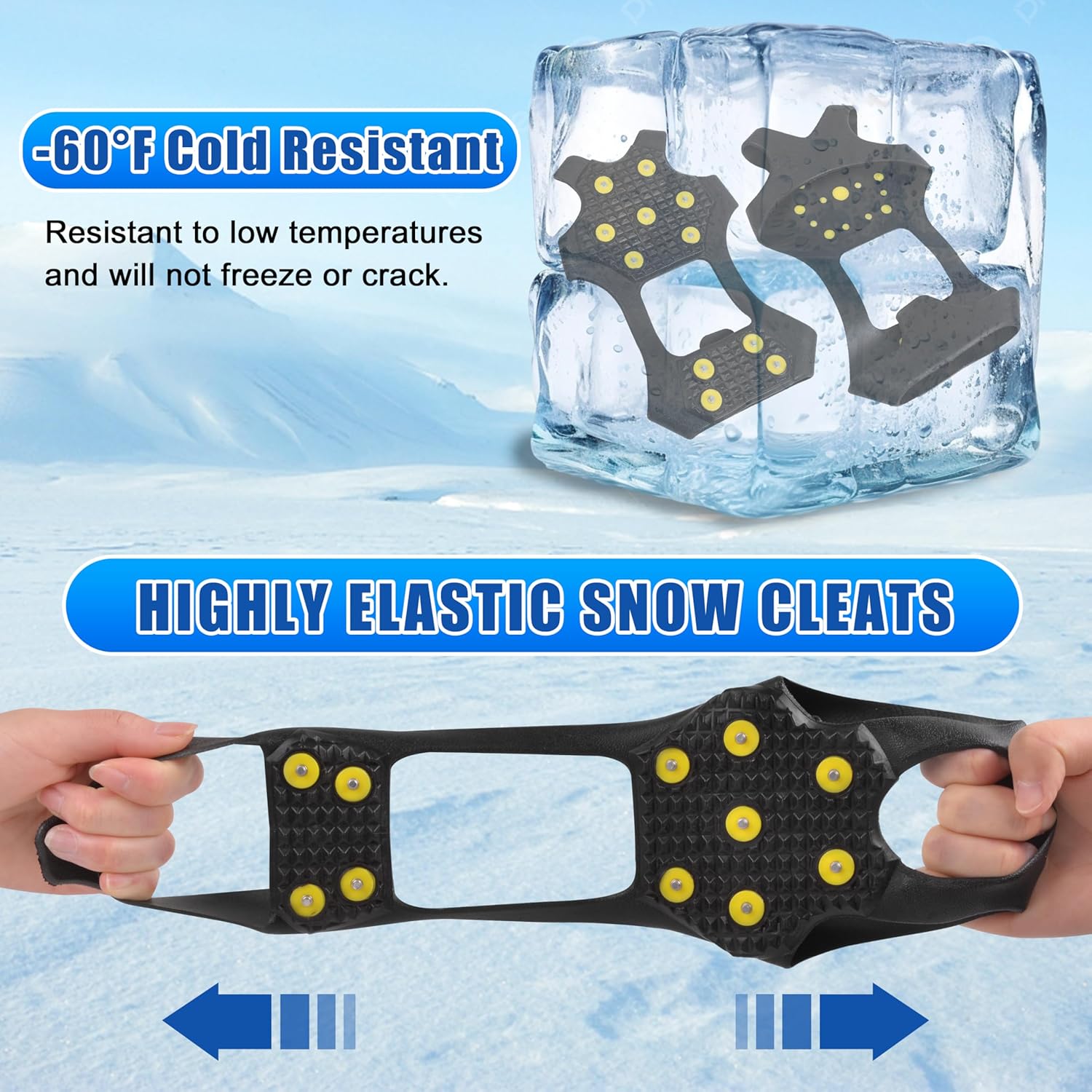 Ice Snow Cleats for Shoes and Boots,Walk Traction Cleats Crampons Anti Slip 11 Studs Ice Snow Grippers Over Shoe for Men Women Walking on Snow Ice