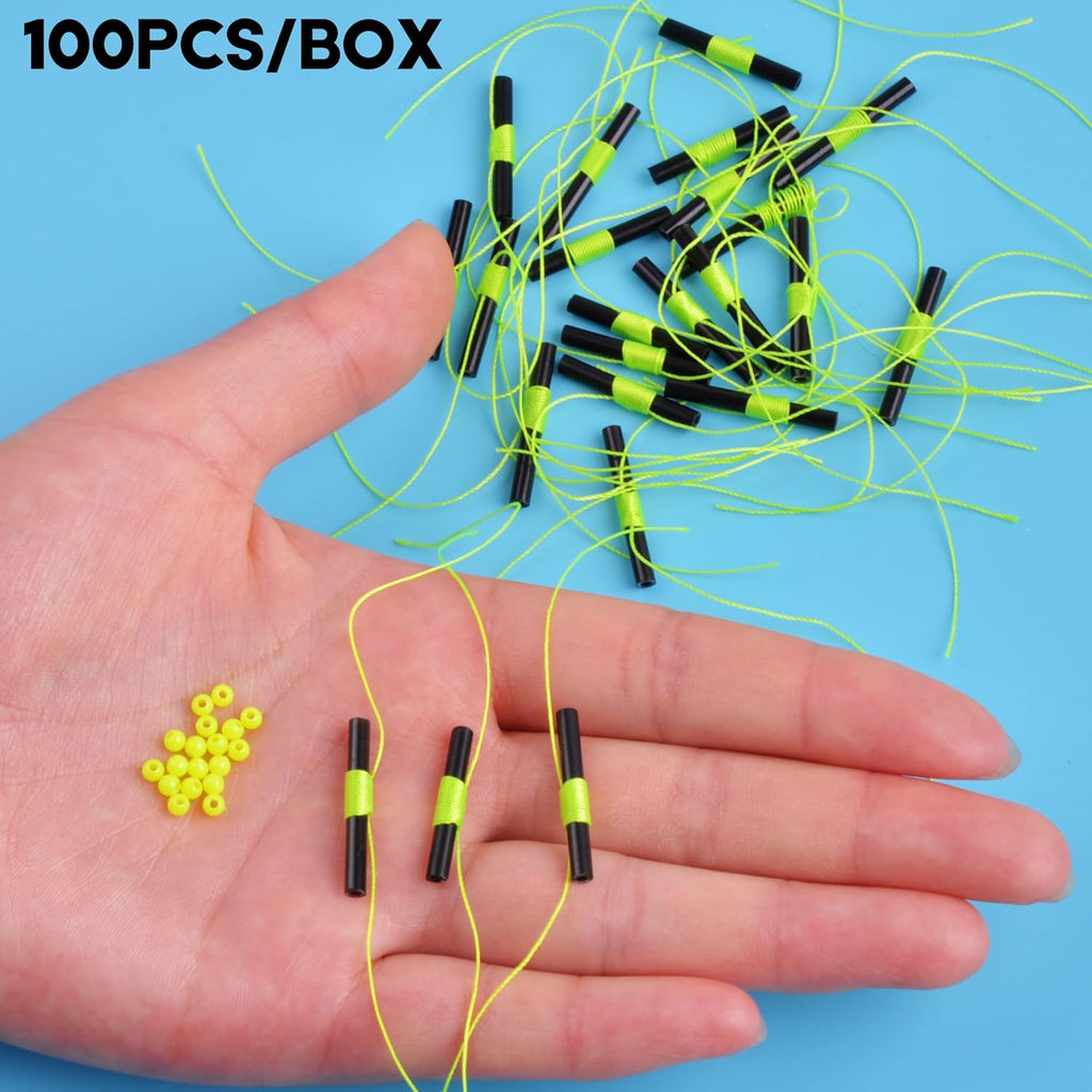 SILANON Bobber Stops for Fishing Floats,100/200pcs Slip Bobber Stops with Plastic Beads Bobber Stoppers for Fishing Line Float Bobber Stops String Knots Freshwater Saltwater