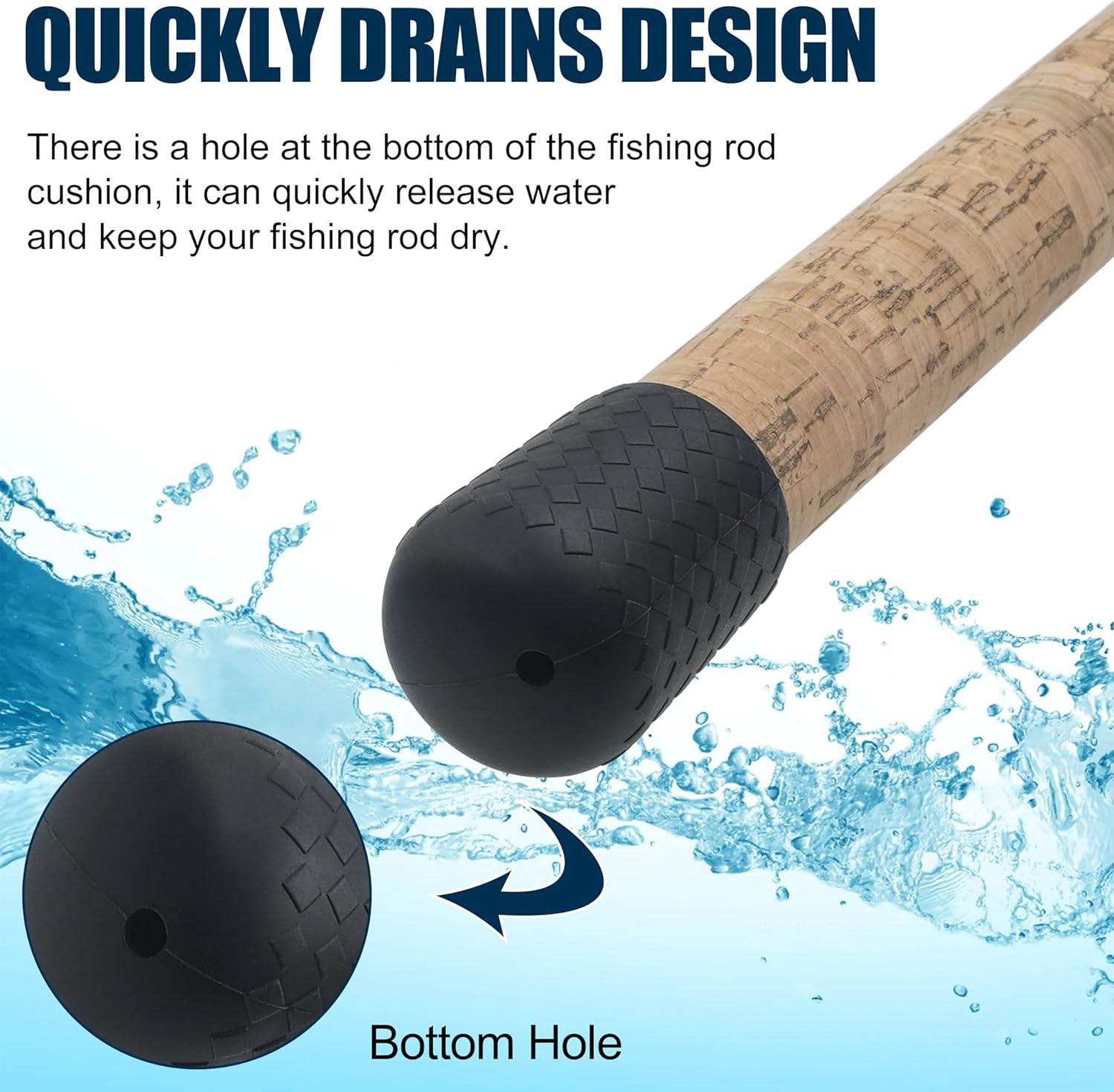 Fishing Rod Butt Cushion, Silicone Fishing Rod Butt Cap End Pole Seat Cushions Protector Pole Holder Accessory Black