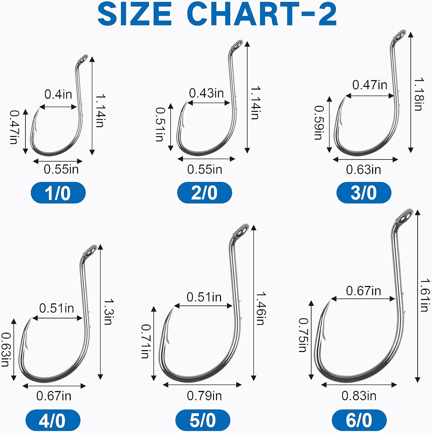 Octopus Fishing Hooks-120pcs Barbed Baitholder High Carbon Steel Offset Circle Octopus Hooks Extra Sharp Jig Fish Hooks for Freshwater Saltwater Size 8-6/0