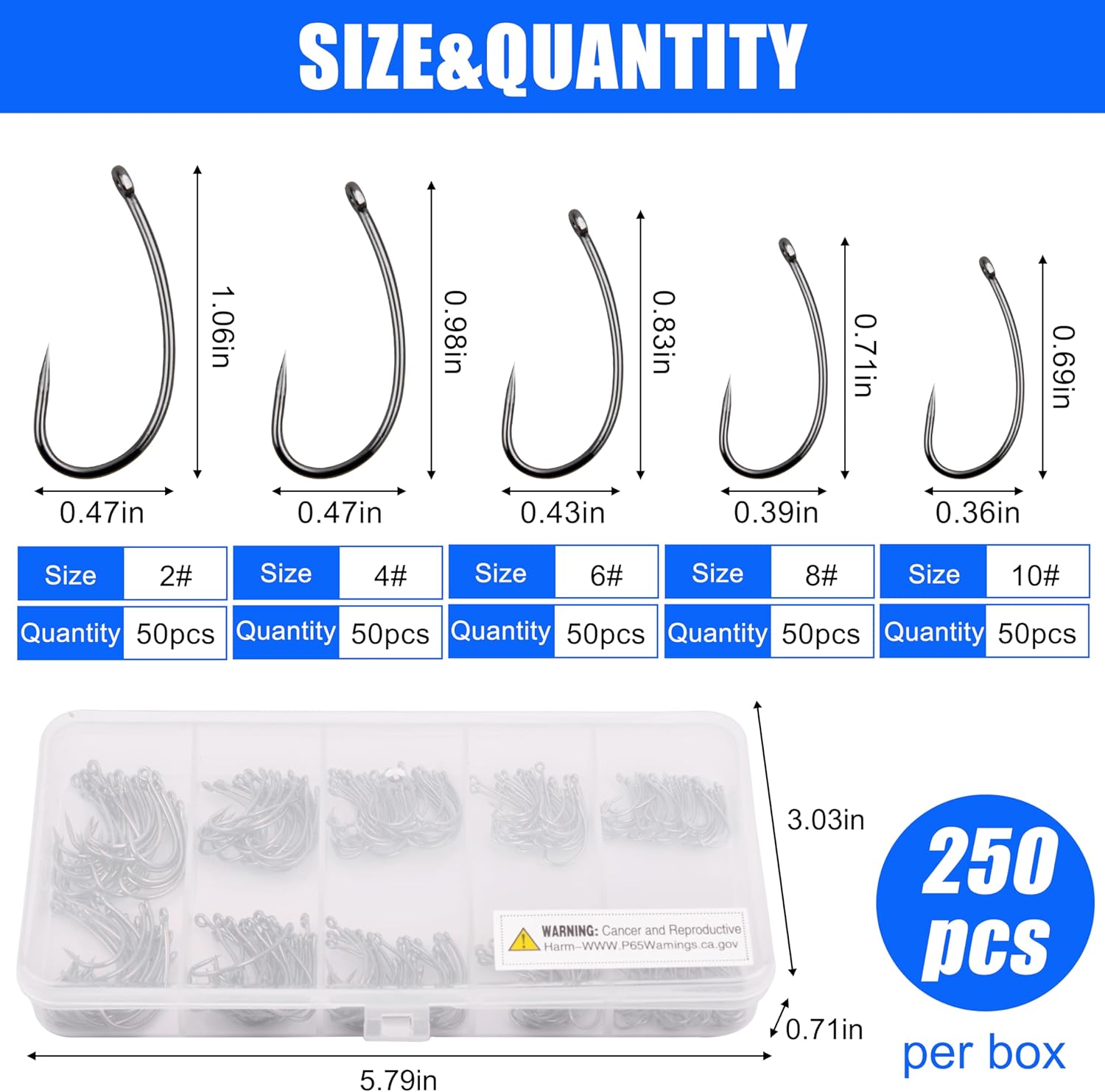 Barbless Fishing Hooks Kit, 250pcs Carp Fishing Trout Hooks Circle Curved Shank Fly Tying Hooks for Hair Rig Carp Fishing Tackle Saltwater Freshwater