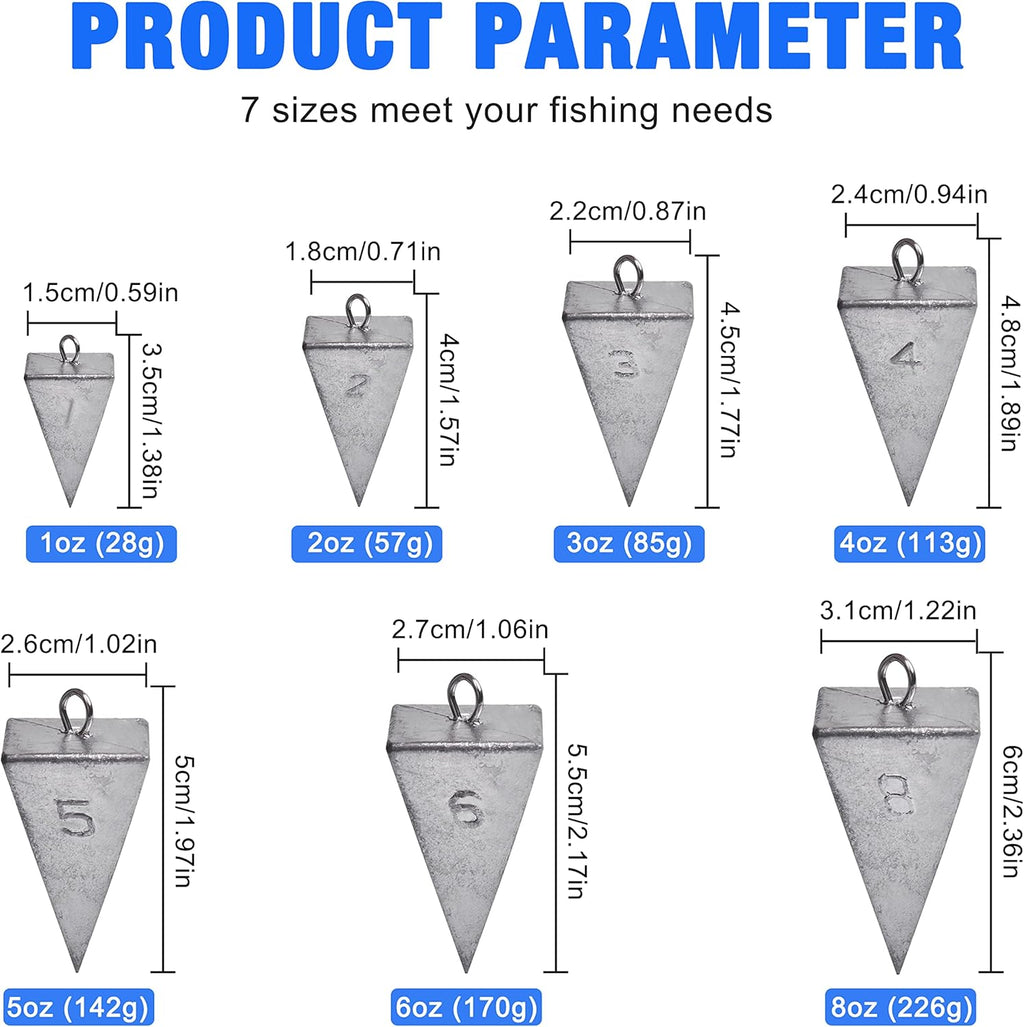 Pyramid Sinkers Fishing Weights Sinkers Saltwater Surf Fishing Weights Pyramid Weights Ocean Saltwater Fishing Gear Tackle 1oz 2oz 3oz 4oz 5oz 6oz 8oz