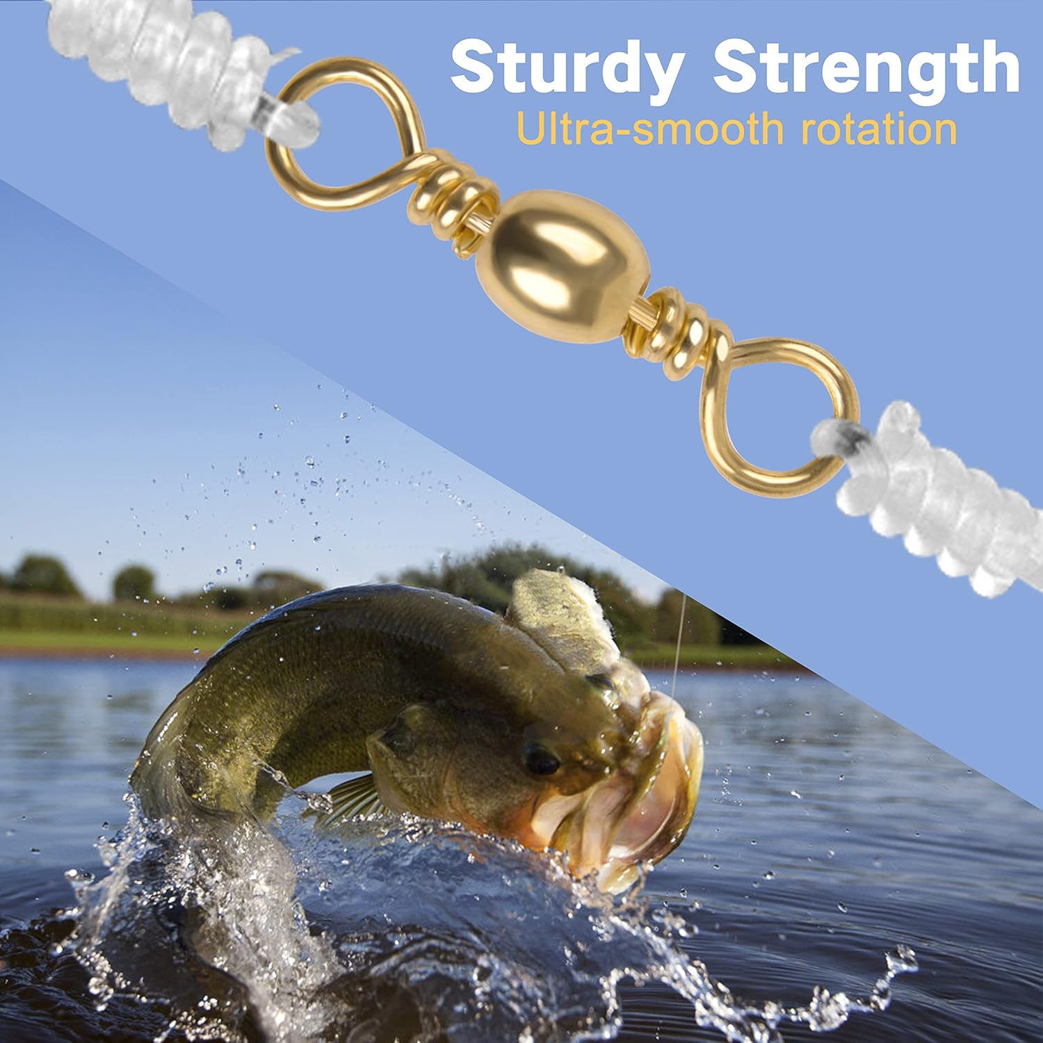 SILANON Barrel Swivels Fishing Tackle,60/120pcs Rolling Ball Fishing Swivels Connector Stainless Brass Solid Rings High Strength Saltwater Fishing Swivels Accessories