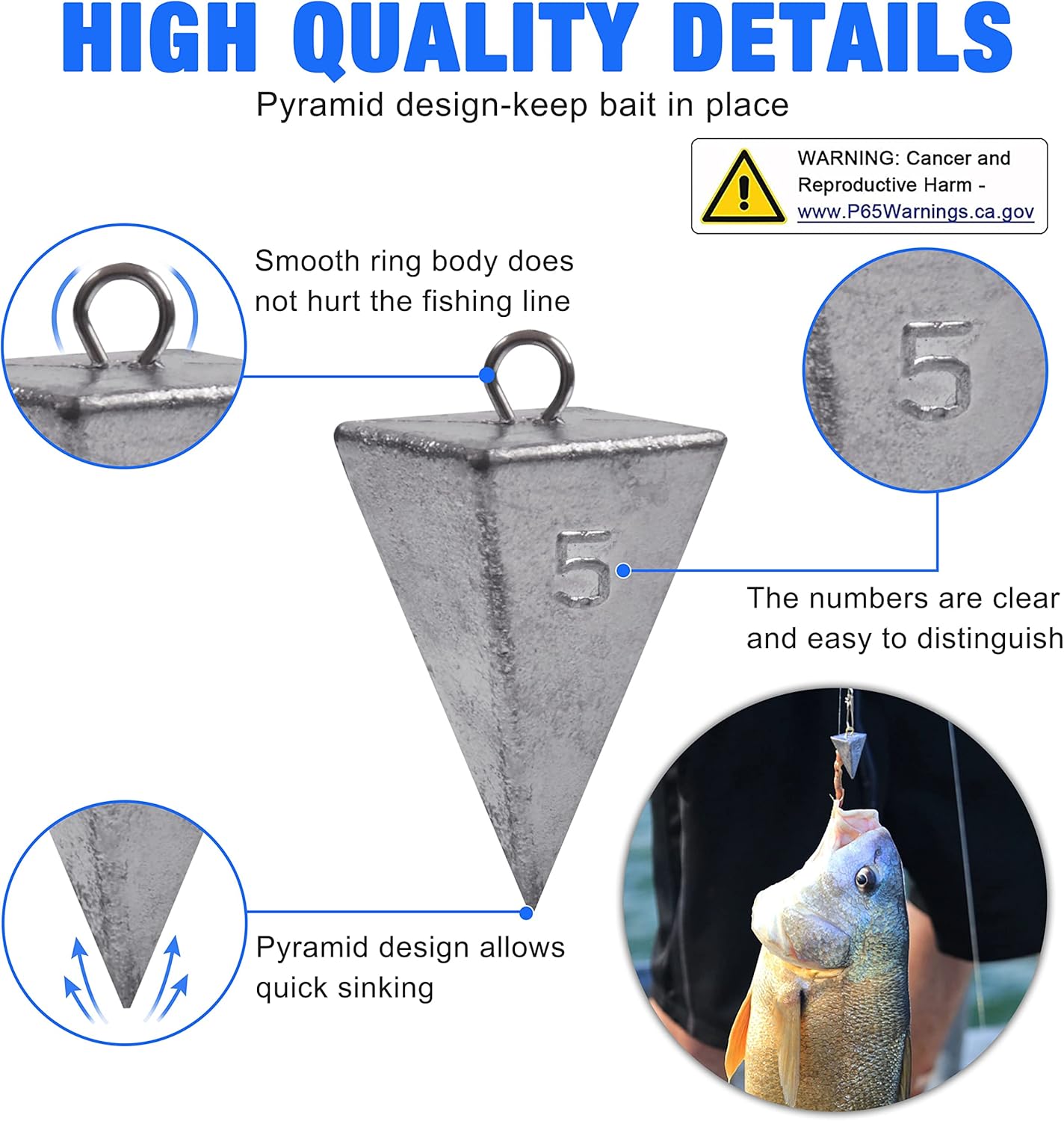 Pyramid Sinkers Fishing Weights Sinkers Saltwater Surf Fishing Weights Pyramid Weights Ocean Saltwater Fishing Gear Tackle 1oz 2oz 3oz 4oz 5oz 6oz 8oz