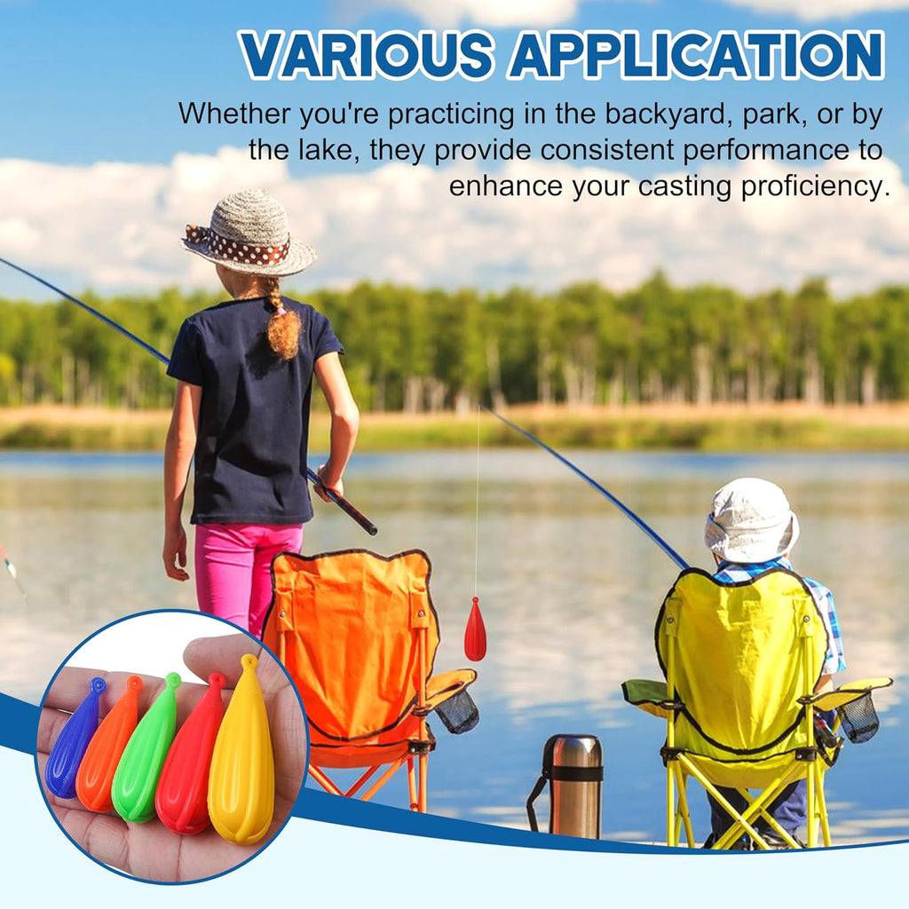 Fishing Practice Plugs, 5pcs Mixed Sizes Bait Casting Practice Plugs Weight Silicon Fishing Practice Casting Plug for Kids Improving Casting Skills