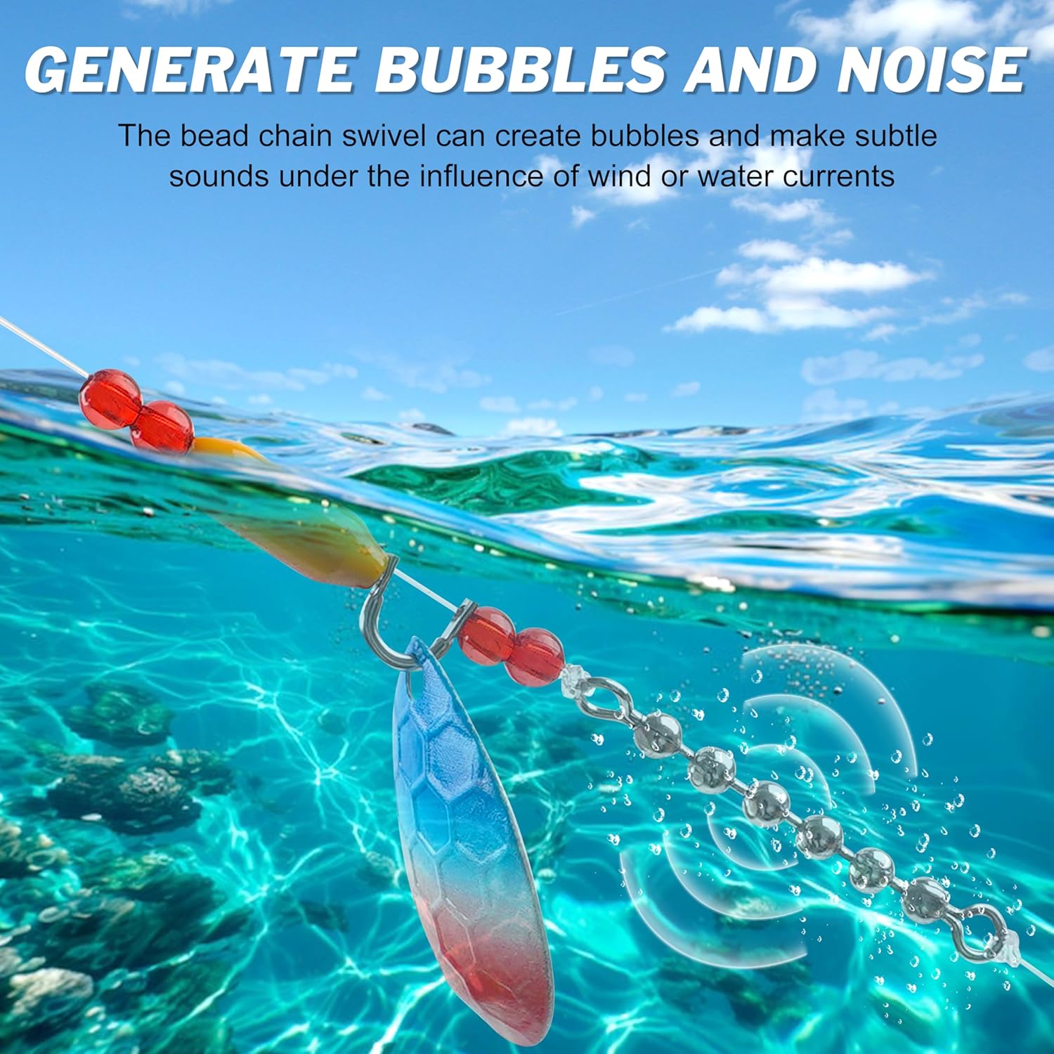 SILANON Fishing Beads Chain Swivels, Stainless Steel Catfish Swivel Catfish Tackle High Speed Fishing Balls Chain Swivels Catfish Rig Fishing Tackle Gear for Saltwater Freshwater