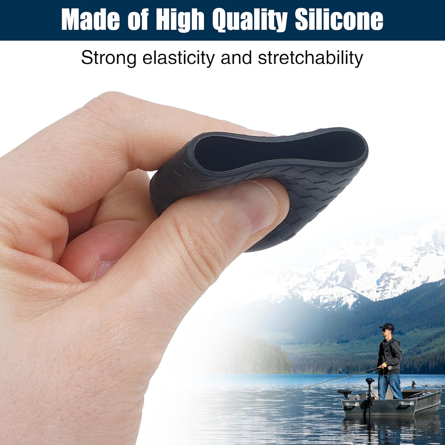 Fishing Rod Butt Cushion, Silicone Fishing Rod Butt Cap End Pole Seat Cushions Protector Pole Holder Accessory Black