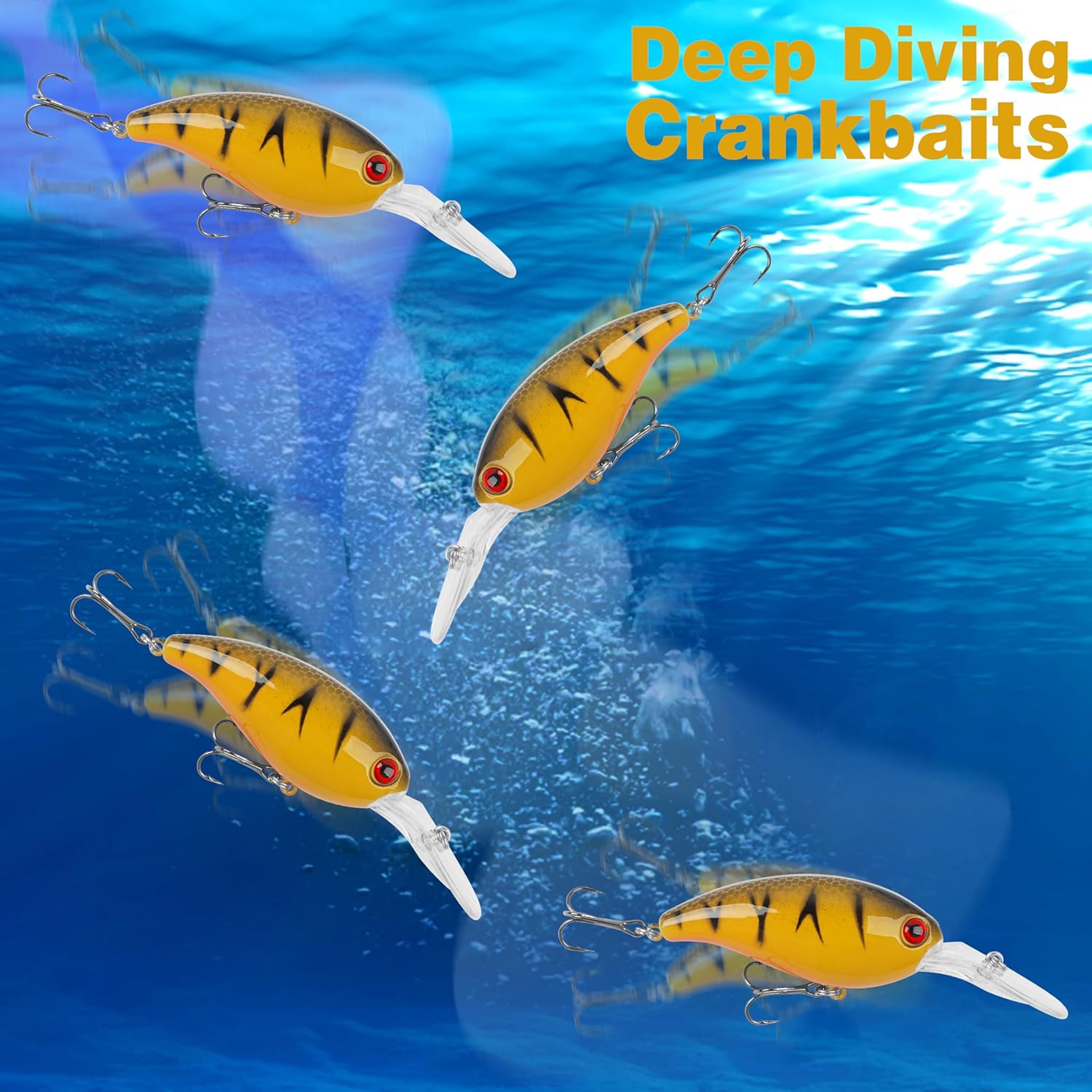 Crankbait Fishing Lures Kit,8pcs Deep Diving Crankbait Swimbait Bass Fishing Lures Hard Baits Minnow Crank Bait Lures for Bass Trout Salmon Freshwater Saltwater