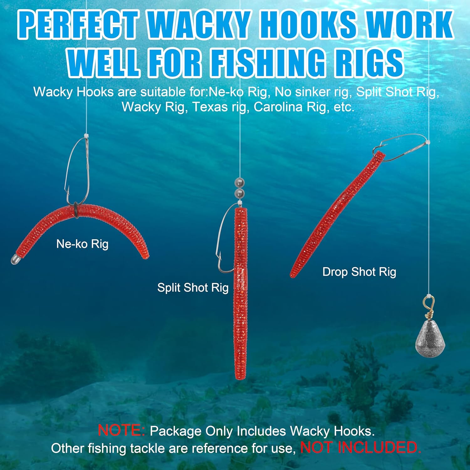 Weedless Wacky Rig Hooks, 35pcs Wacky Worm Hooks Weedless Fishing Hooks Texas Neko Rig Fishhook for Bass Wacky Rigging Worm Lure Bait Freshwater Saltwater