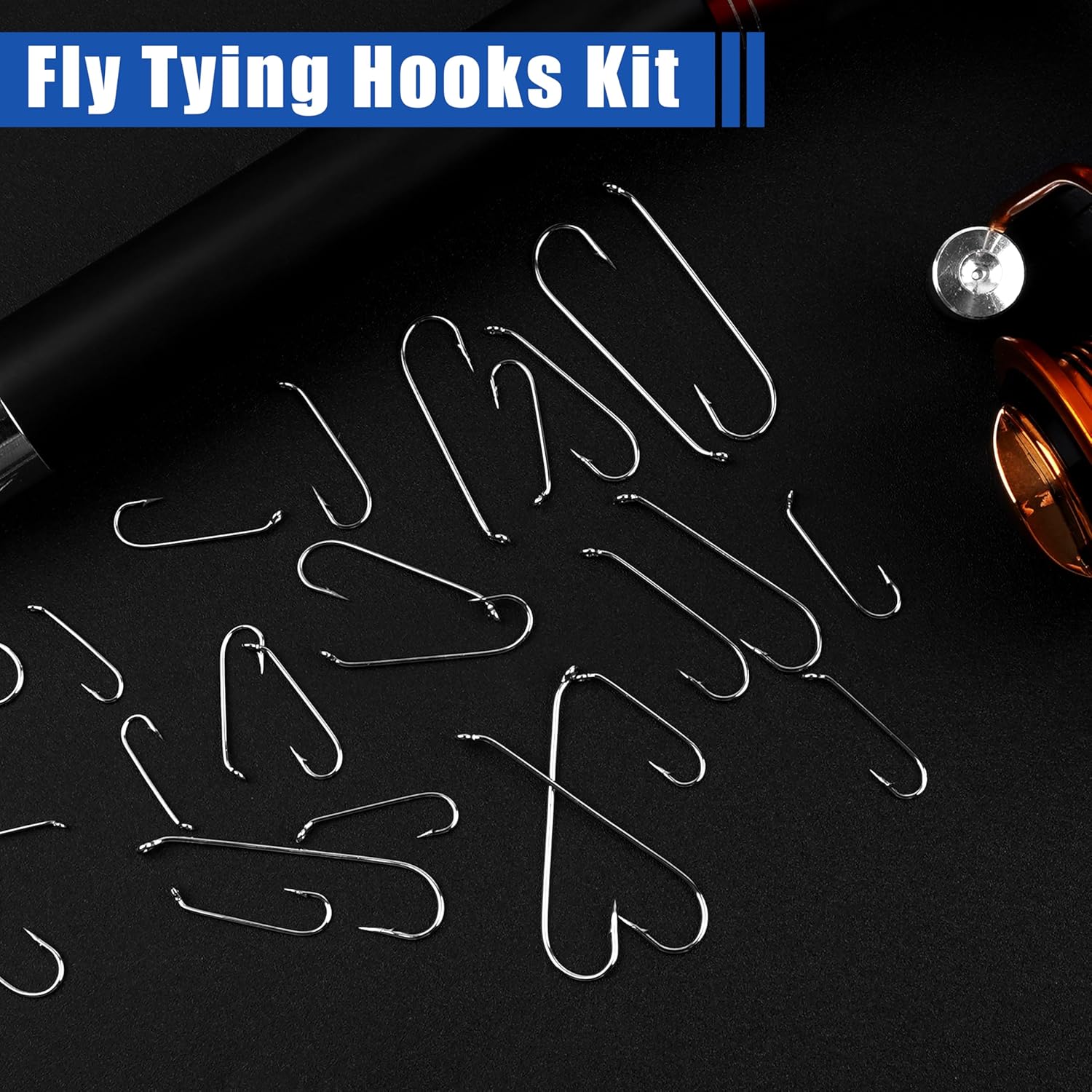 Fly Tying Hooks Assortment Kit, 410pcs Dry Fly Fishing Hooks Long Shank Eye Down Streamer Fly Hooks Dry Wet Flies Nymph Strimp & Pupa Streamer, Caddis Jig Fishing Hooks
