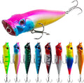 Popper Fishing Lures Kit,8pcs Saltwater Popper Lures Hard Baits Bass Fishing Lures Floating Lures Pencil Poppers Swimbaits for Bass Trout Walleye Freshwater Saltwater