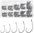 Barbless Fishing Hooks Kit, 250pcs Carp Fishing Trout Hooks Circle Curved Shank Fly Tying Hooks for Hair Rig Carp Fishing Tackle Saltwater Freshwater