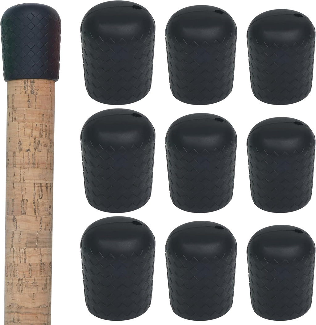 Fishing Rod Butt Cushion, Silicone Fishing Rod Butt Cap End Pole Seat Cushions Protector Pole Holder Accessory Black