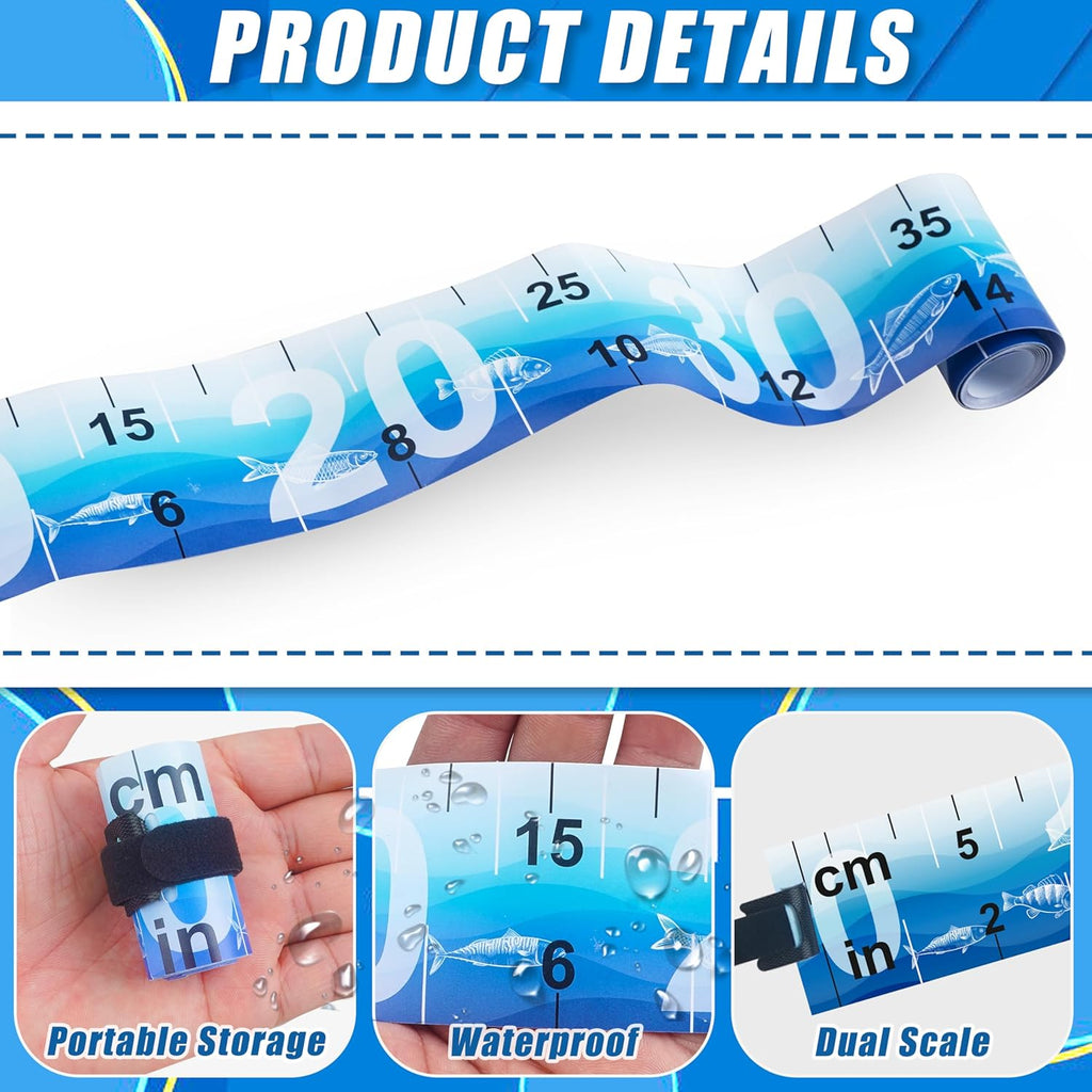 Fish Ruler Fish Measuring Tape 2 Packs 36in/90cm Folding Fishing Ruler Roll Up Fishing Tape Measure with Storage Strap Waterproof PVC Fish Measuring Tool for Boat Kayaks